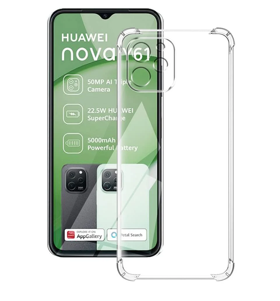 DL3 Mobilak Clear TPU Case for Huawei Nova Y61, Camera protection, Shock-absorbing protection, Non-slip grip - Clear