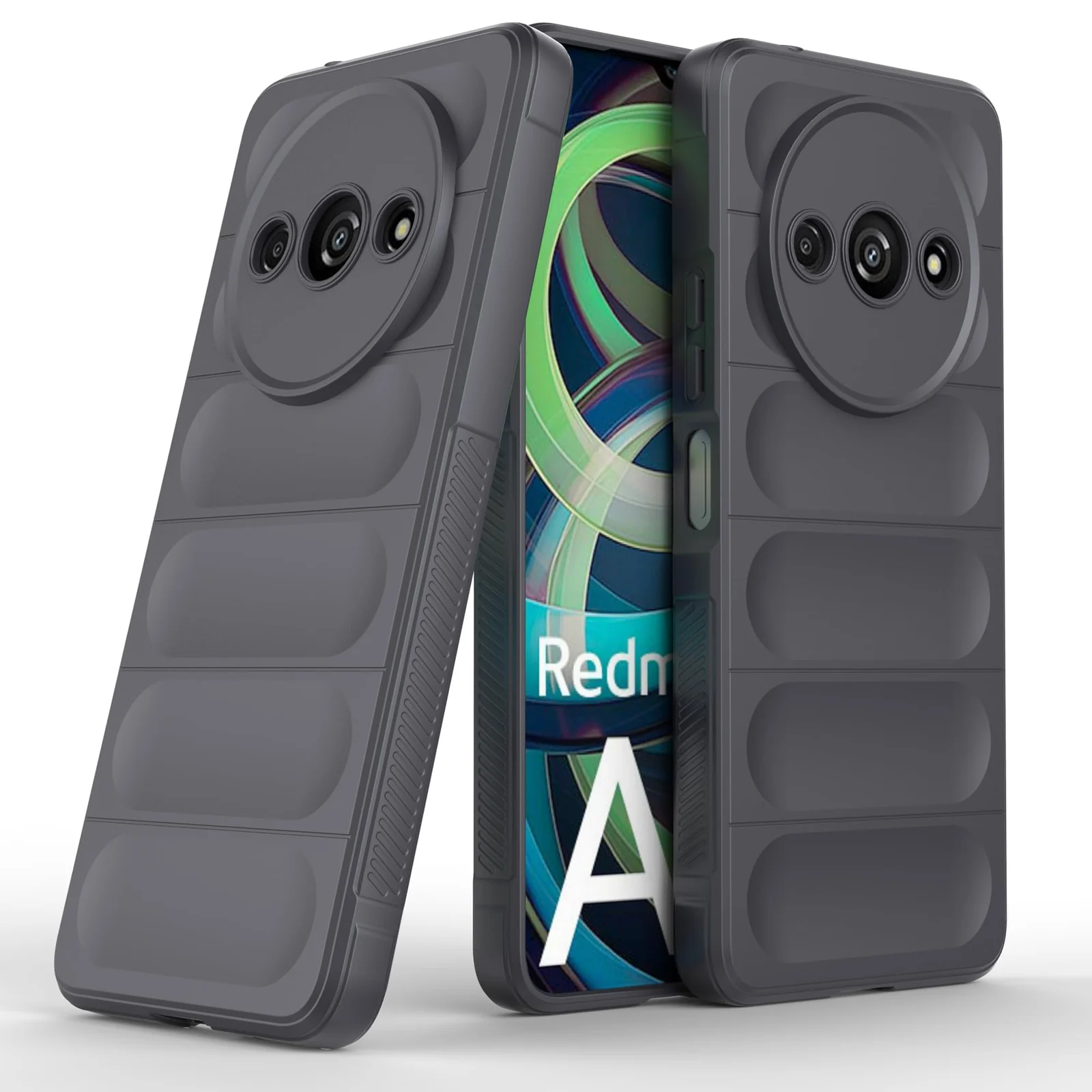 DL3 Mobilak Silicone Case for Xiaomi Redmi A3 Heavy Duty Protective [Slim Fit] Shockproof Soft Flexible Protective Design Shock-Absorption TPU Cover With Camera Protection - Dark Gray
