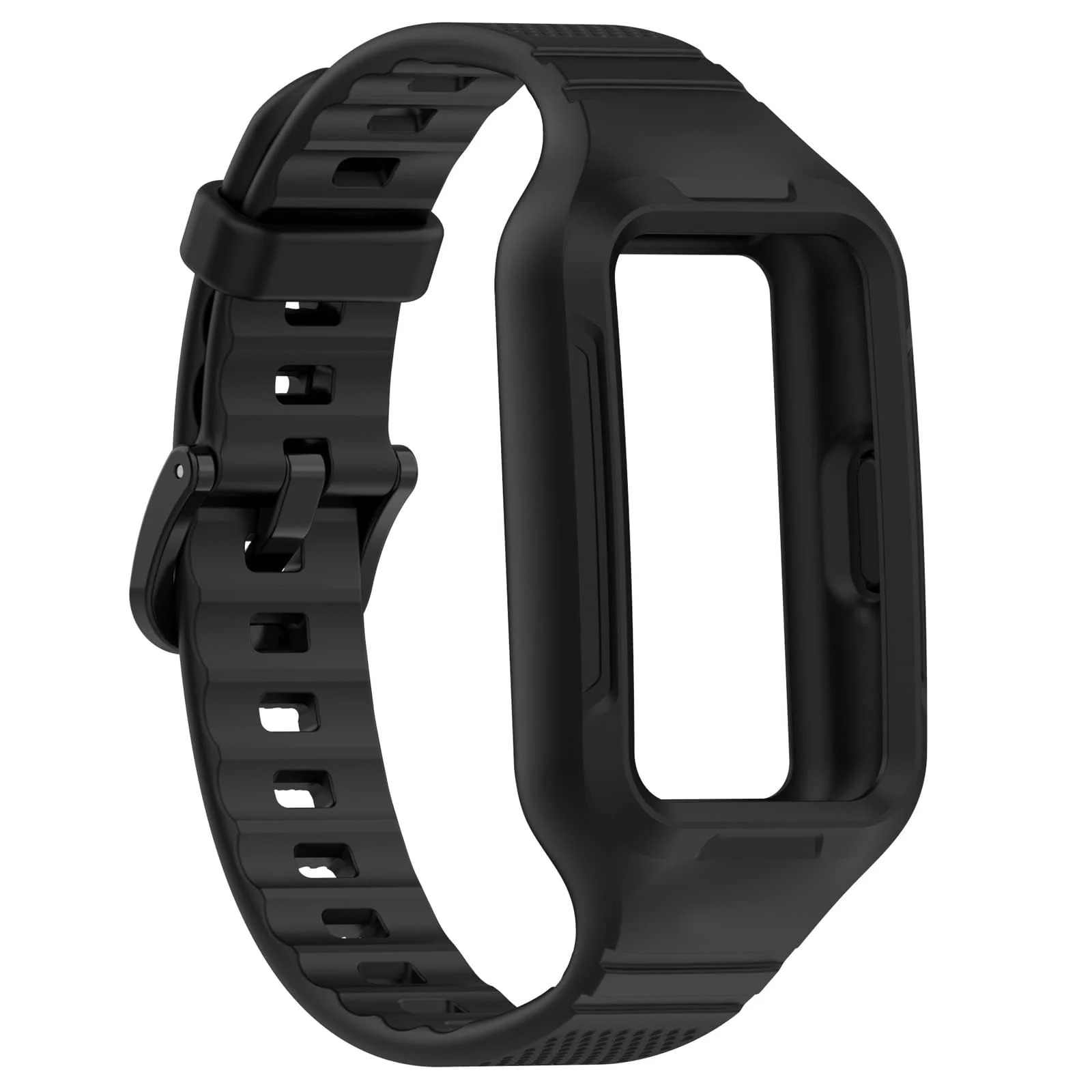 DL3 MOBILAK Strap Compatible with Huawei Band 10/9/8/7/6/6 Pro, Adjustable Replacement Strap - Silicone Replacement Wrist Strap With Built-in Case Cover For Honor Band 6/7 - Black