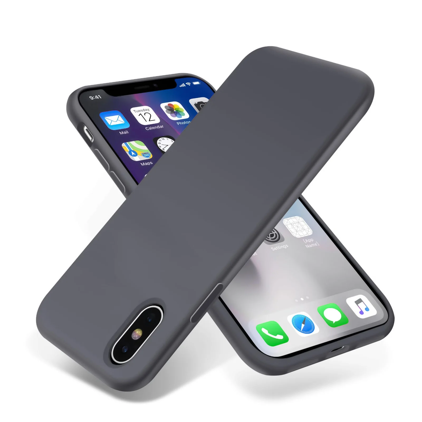 DL3 Mobilak Liquid Silicone Protective Case for iPhone XS Max with Camera Protection and Microfiber Lining - Dark Gray
