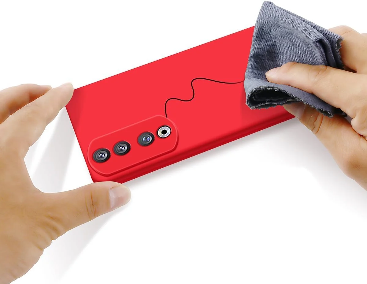 DL3 Mobilak Soft Silicone Protective Case for Honor 90 with Microfiber Lining and Shockproof Design - Red