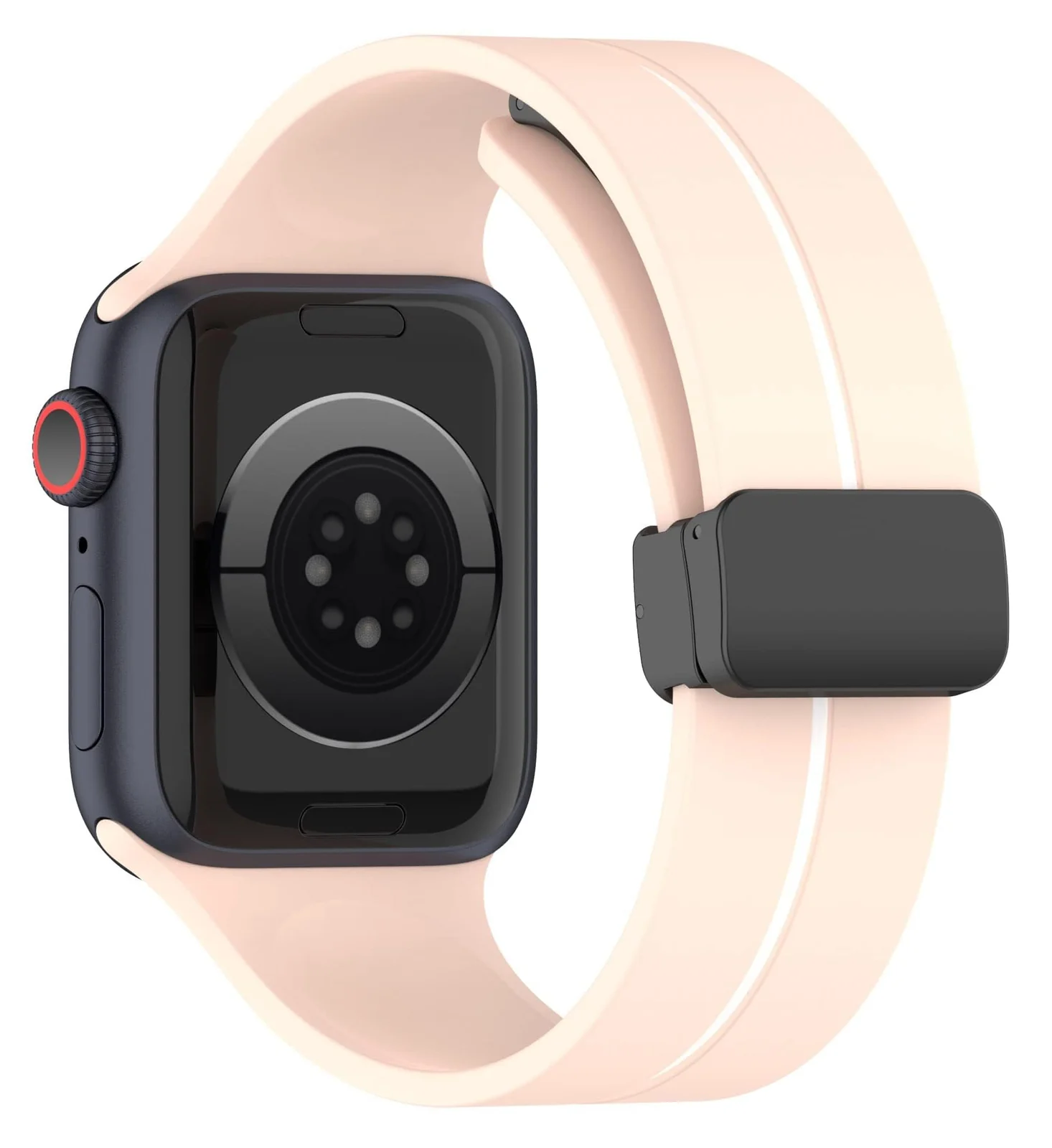 DL3 Mobilak Magnetic Bands for Apple Watch Ultra/Ultra 2 Band 49mm 45mm 44mm 42mm 41mm 40mm 38mm, Soft Sport Silicone Strap for iwatch Series 9/8/7/6/5/4 (&, 42mm/44mm/45mm/49mm) - Pink & White