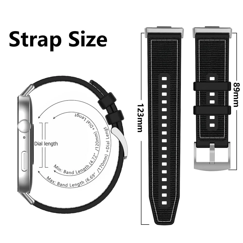 DL3 Mobilak Sport Silicone Nylon Band Designed for Huawei Watch Fit 2 for Men Women, Waterproof Soft Replacement Strap for Huawei Watch Fit2 - Black