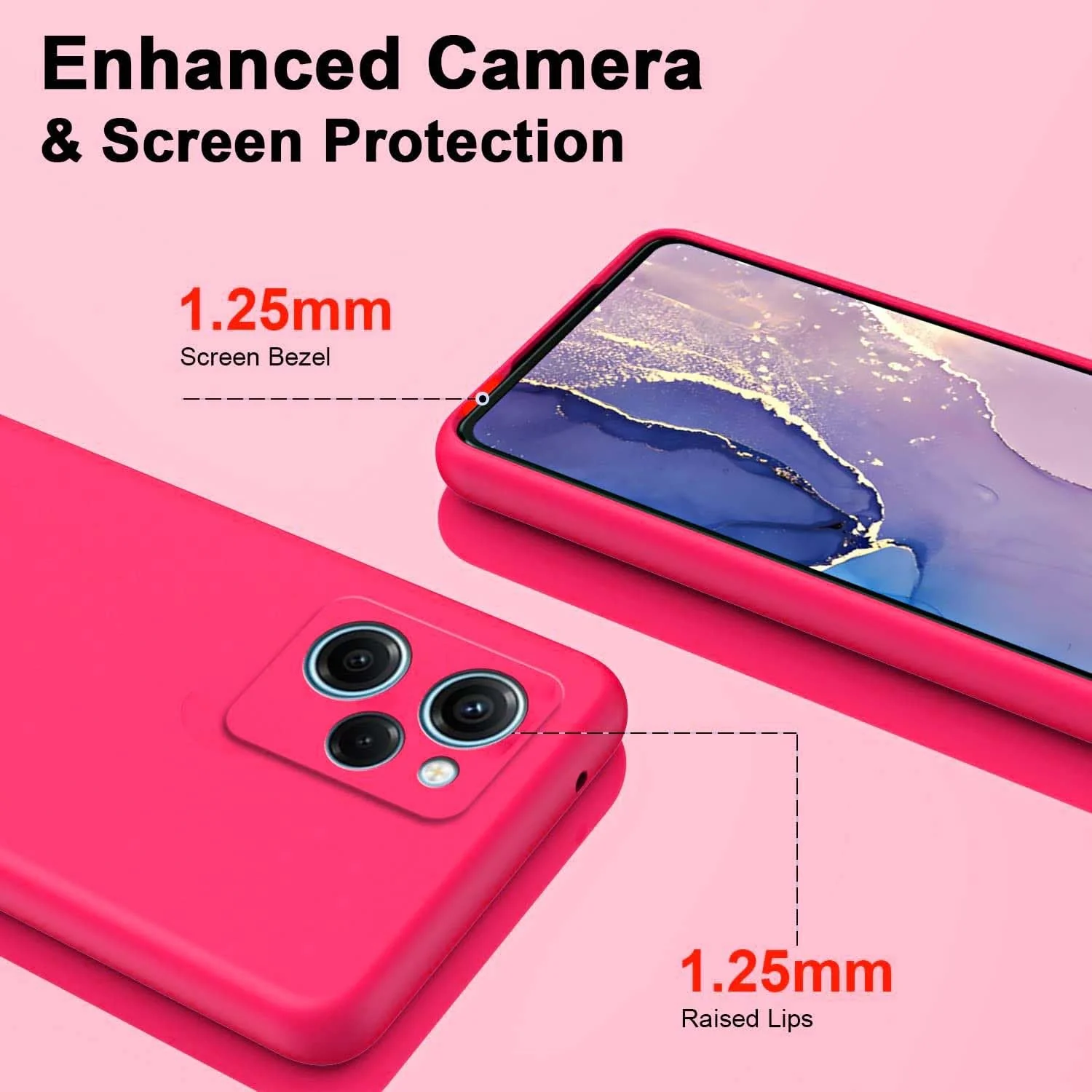 DL3 Mobilak Soft Silicone Protective Case for POCO X5 Pro 5G with Microfiber Lining and Shockproof Design - Hot Pink