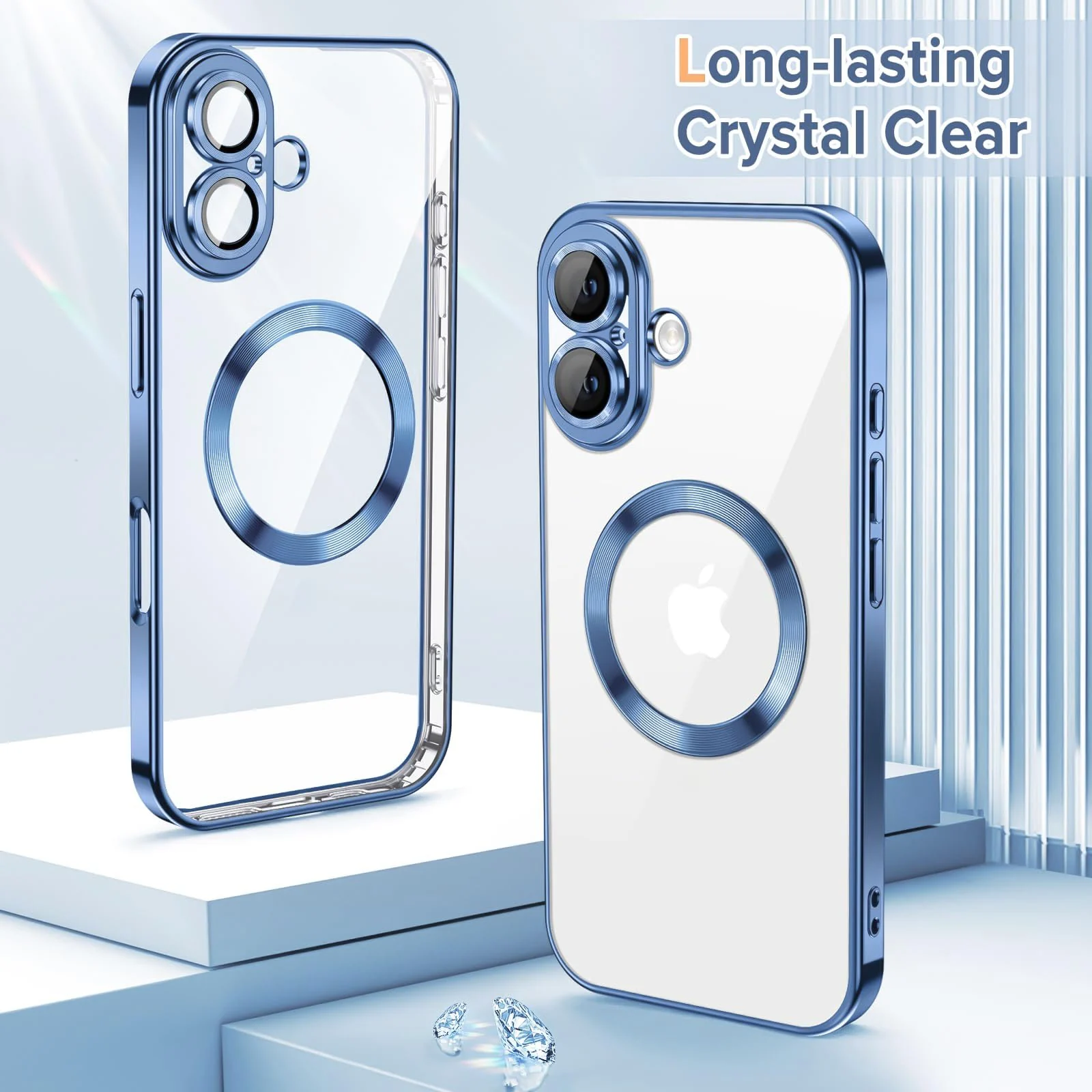 DL3 Mobilak Plated-Edge TPU Protective Case with Camera Protection for iPhone 16 Plus - Metallic Blue