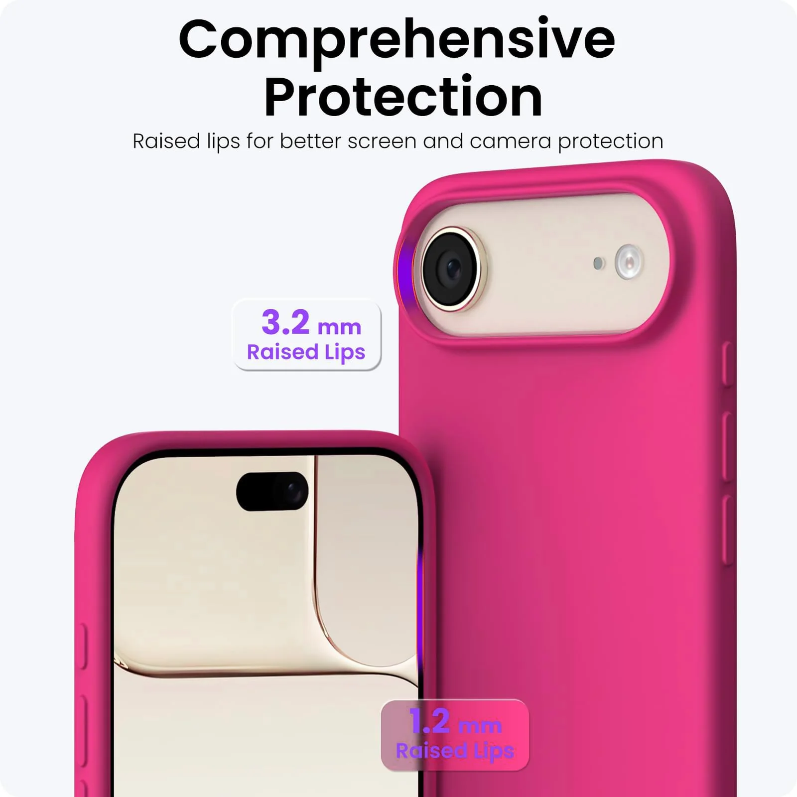 DL3 Mobilak Liquid Silicone Protective Case for iPhone 17 Air 6.5-Inch with Microfiber Lining and Shockproof Design - Fuchsia