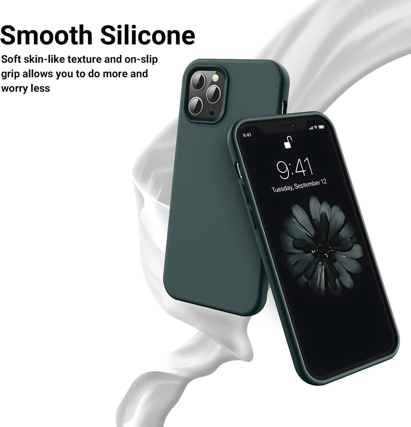 DL3 Mobilak Compatible with iPhone 11 Pro Max (6.5 Inch) Case, Liquid Silicone Case, Full Body Protective Cover, Shockproof, Slim Phone Case, Anti-Scratch Soft Microfiber Lining - Deep Green