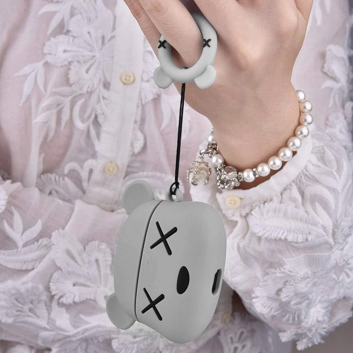 DL3 Mobilak Compatible with AirPods Pro 2/1 Gen Case Soft Silicone Shockproof Cover for Apple iPod Pro 2nd/1st Generation, New 3D Cute Cartoon Creative Fun Case with Keychain Design - Mouse Grey
