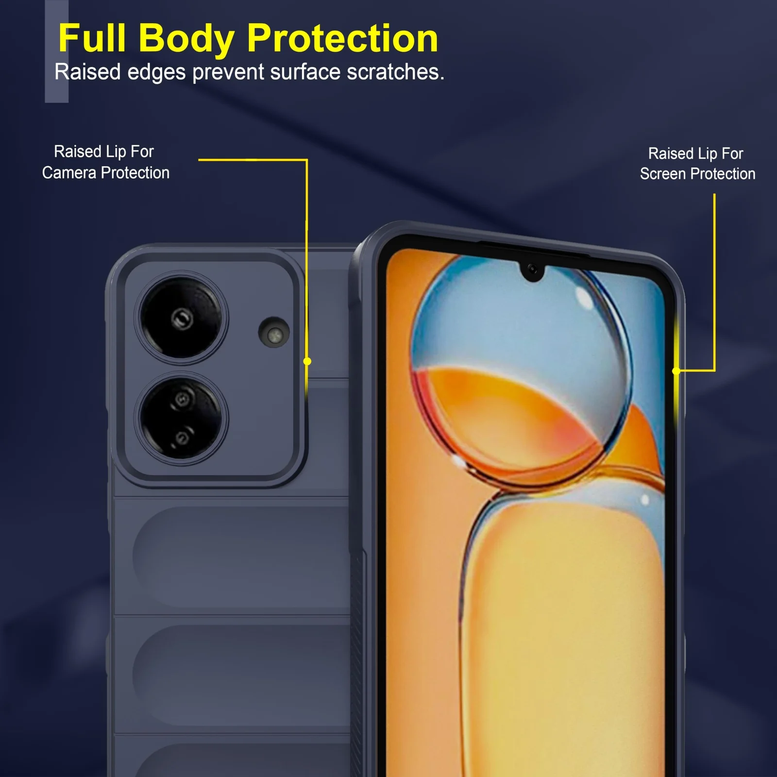 DL3 Mobilak Flexible Silicone and TPU Protective Case with Camera Protection for Xiaomi Redmi 13C 4G - Blue