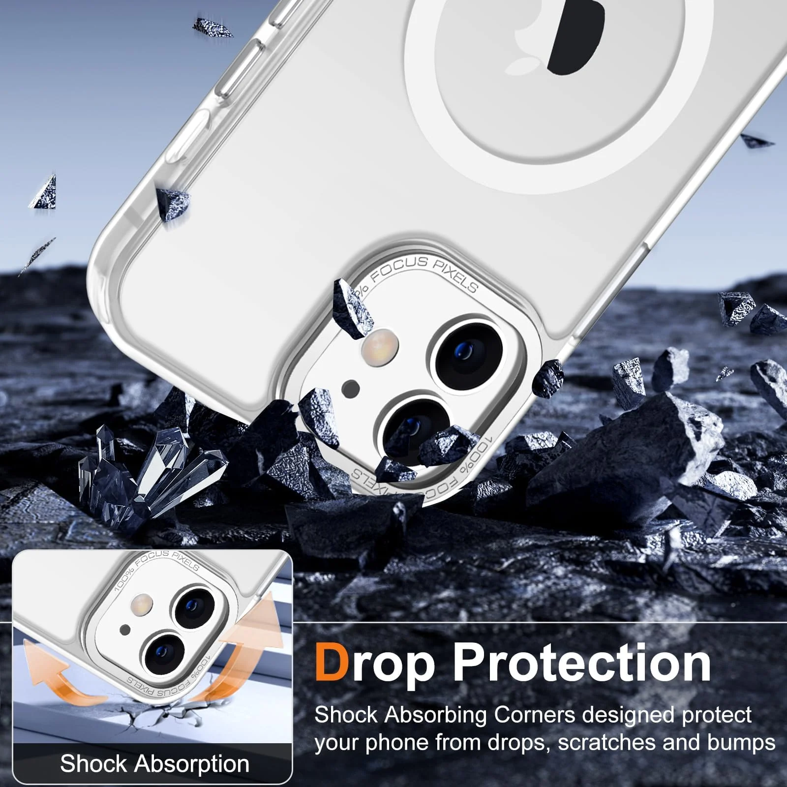 DL3 Mobilak Wallet Case with Card Slot for iPhone 12, iPhone 12 Pro with Ring Holder and Magnetic Car-Mount Support - White