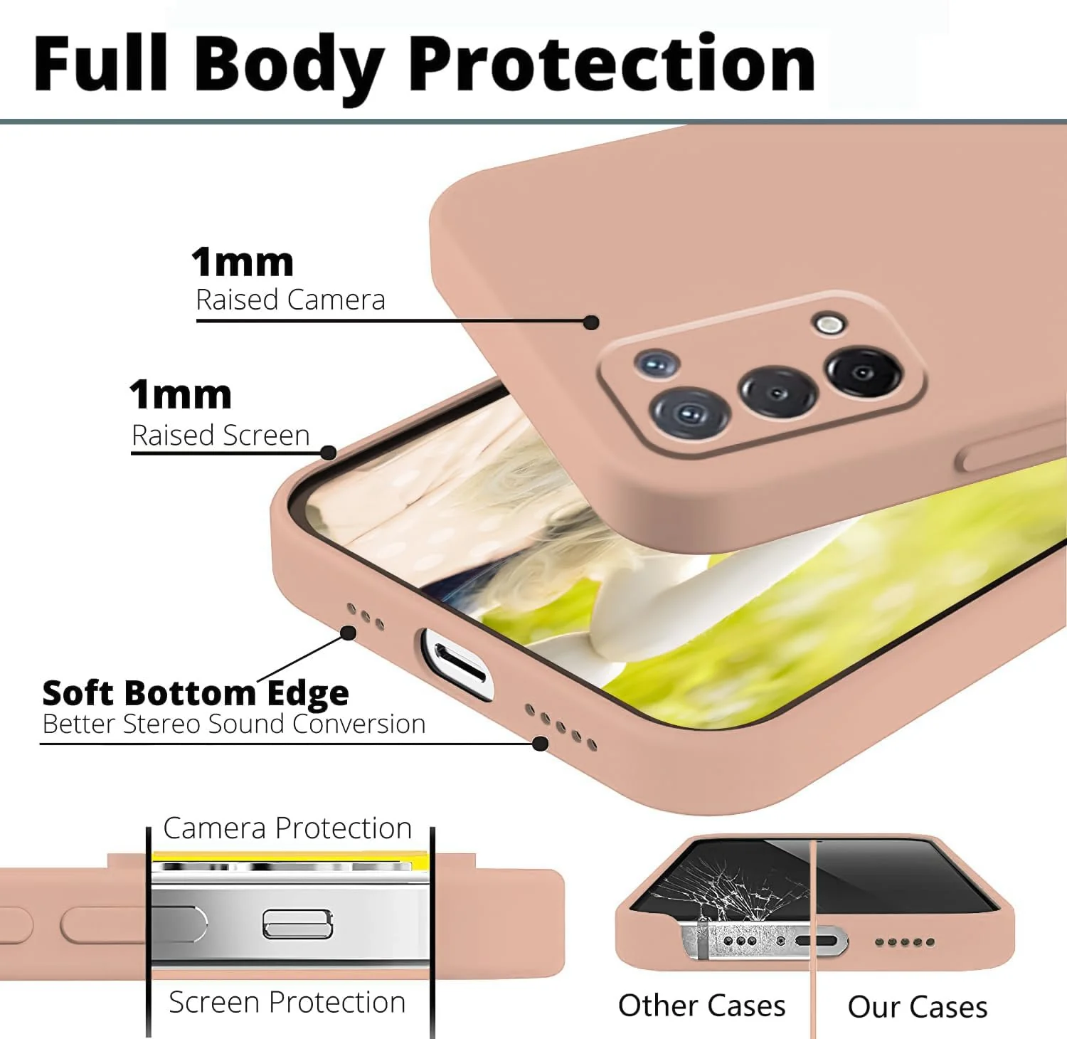 DL3 Mobilak Liquid Silicone Protective Case with Soft Microfiber Lining with Full Camera Protection for realme 7 Pro - Light Orange