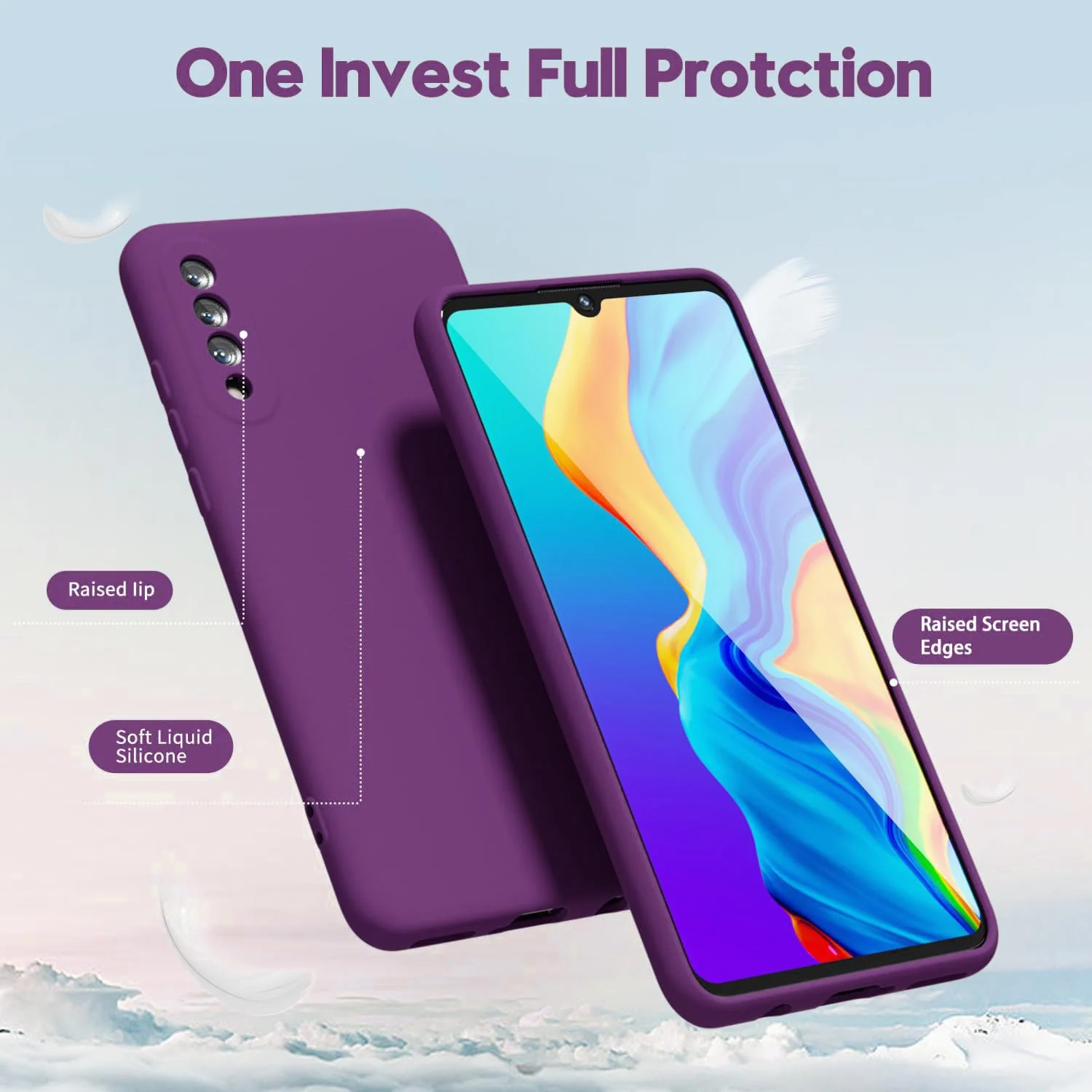 DL3 Mobilak Liquid Silicone Protective Case for Xiaomi Mi 9 Lite with Microfiber Lining and Shockproof Design - Violet