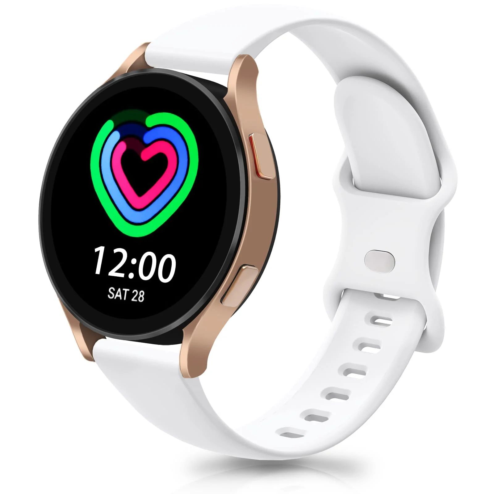 DL3 Mobilak Strap Silicone 20MM For Samsung Galaxy Watch 7/6/5/4 40mm 44mm/Watch 5 Pro 45mm/S2 classic/active 2 40mm 44mm/Amazfi GTS 2/2e/GTS 3/3 Pro/GTS 4/GTS 2 Mini/3 Mini/4 Mini/Bip 3/Bip 3 Pro - White