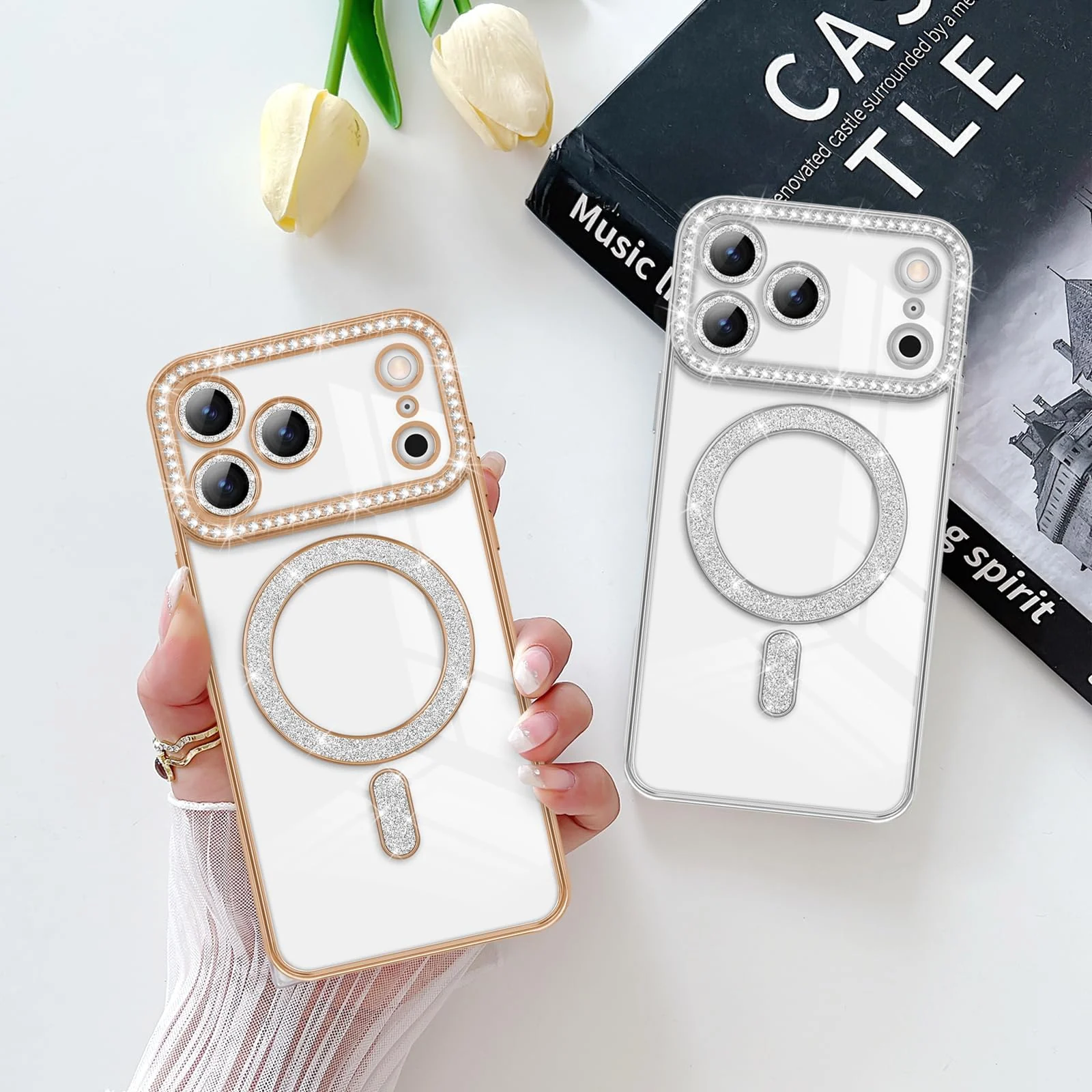 DL3 Mobilak MagSafe-Compatible Magnetic Case for iPhone 17 Pro with Camera Protection and Magnetic Car-Mount Support - Gold