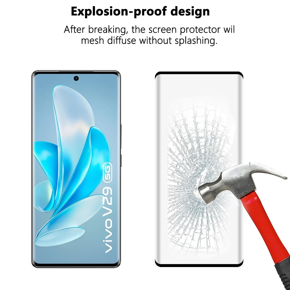 DL3 Mobilak Screen Protector for vivo V29 / vivo V29 Pro, Tempered Glass Screen Saver Premium HD Protective, Scratch Resistant, NO-Bubble, 9H Hardness, Full Coverage Film - Clear