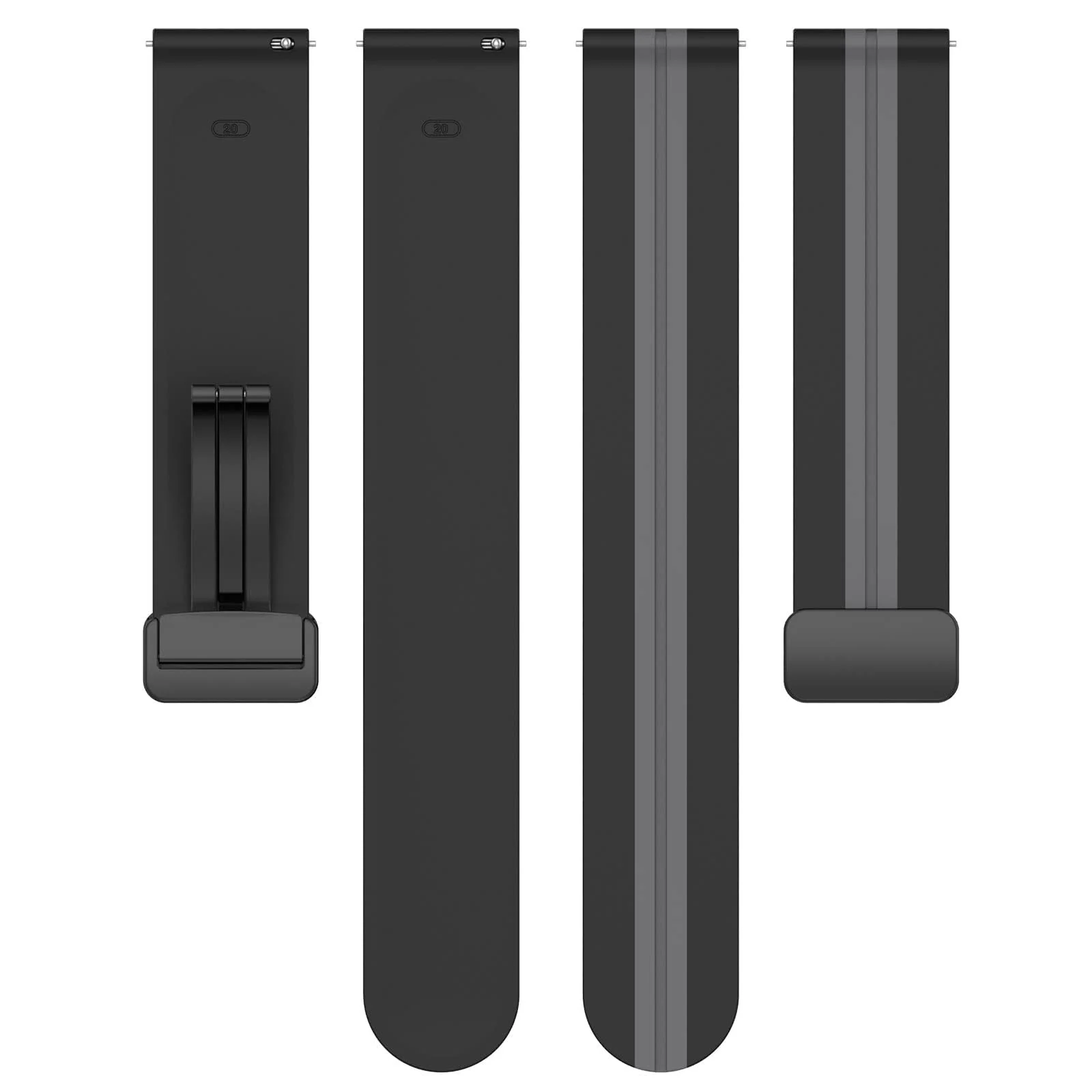 DL3 Mobilak Silicone Band Magnetic Clasp 22MM Strap For Samsung galaxy watch3 45mm /galaxy 46mm/Gear S3/Huawei watch GT3 46MM/GT2E/GT2 Pro/GT GT2 46MM/Amazfit GTR 3/4 (A. ) - A.Black Gray