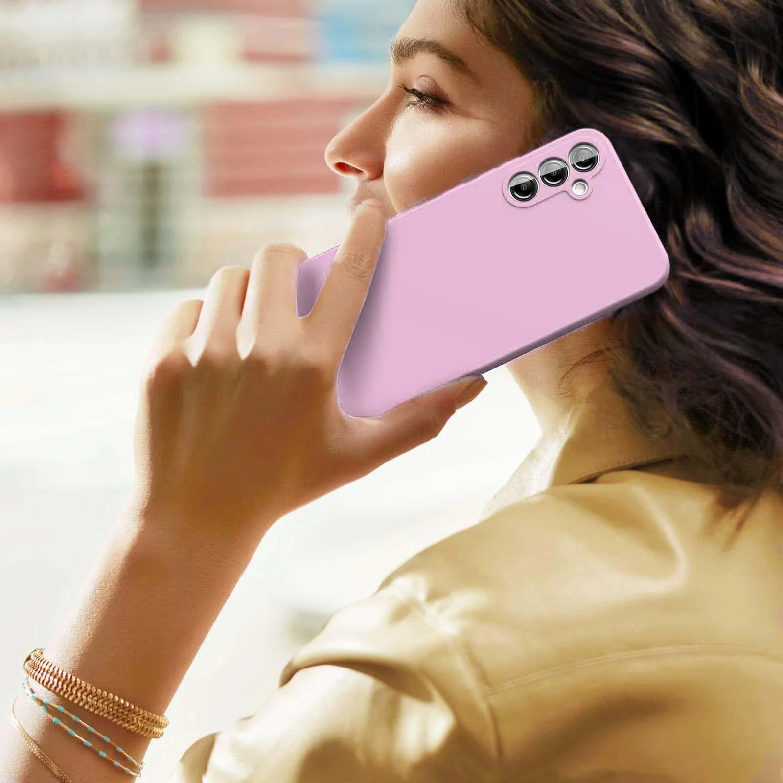 DL3 Mobilak Liquid Silicone Case for Samsung Galaxy S23 FE, Shock-absorbing protection, Scratch-resistant surface, Soft microfiber lining - Pink Sand