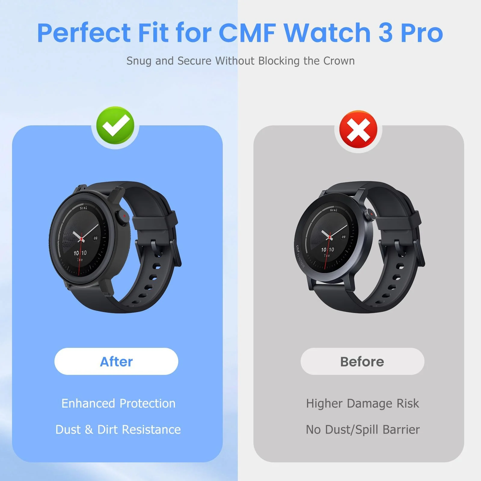 DL3 Mobilak Cover Compatible with CMF by Nothing Watch Pro 3, Hard PC Case, Half Pack Protection, Case Compatible with CMF by Nothing Watch Pro 3 - Black