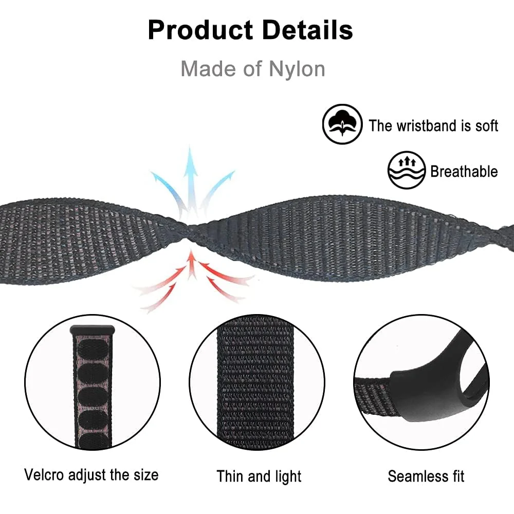 DL3 Mobilak Nylon Sport Band Compatible with Xiaomi Mi Band 7/Mi Band 6/Mi Band 5/Mi Band 4/Mi Band 3/Amazfit Band 5 for Women Men, Soft Adjustable Breathable Sport Loop Watch Strap - Turquoise