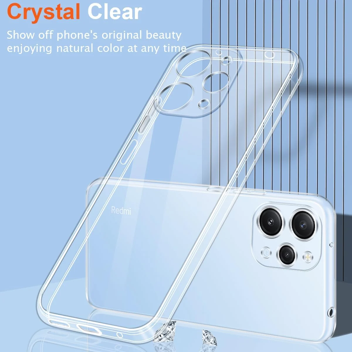 DL3 Mobilak Case Compatible with Redmi 12 4G Case Cover (not for Note 12 4G) Case Crystal Soft TPU Gel Case Flexible Silicone Anti-Scratch Camera Protection TPU Cover - Clear