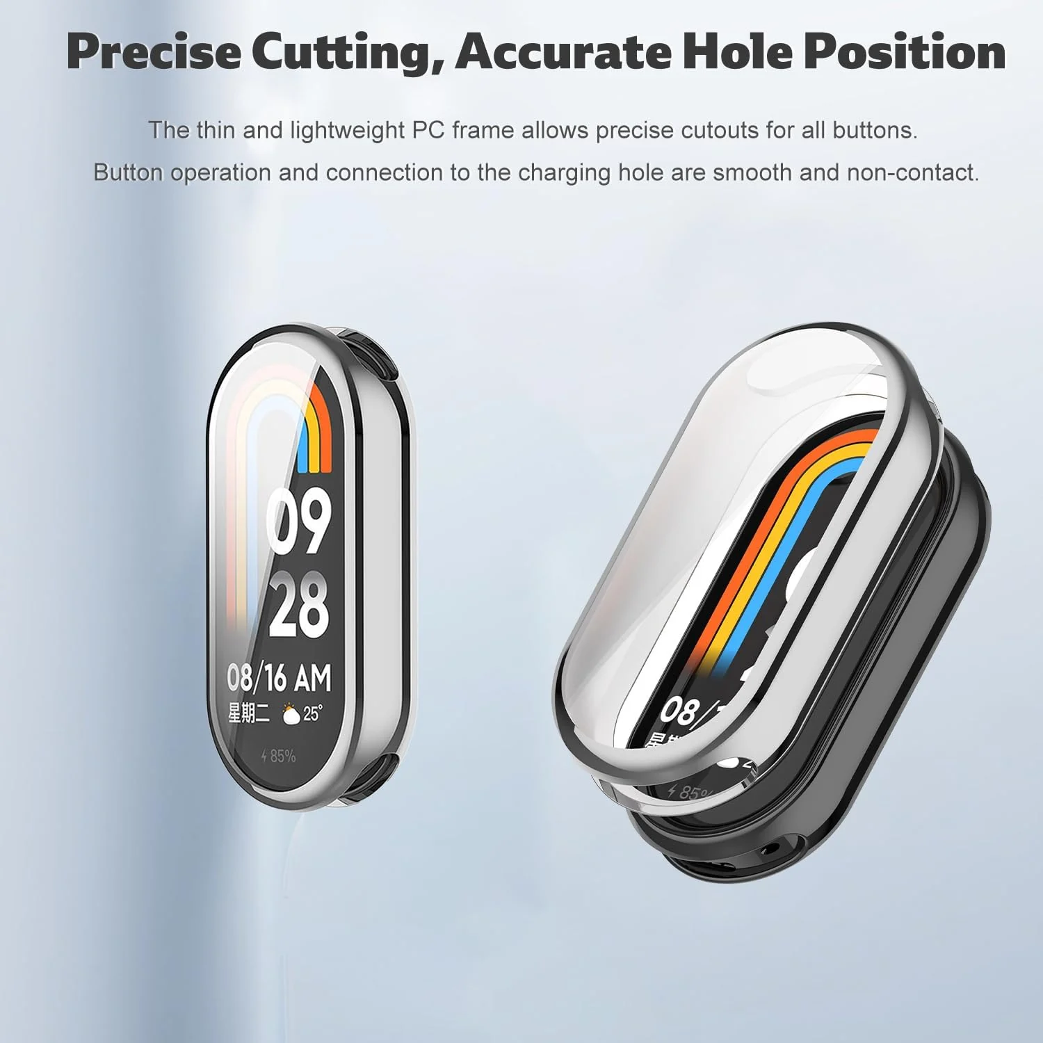 DL3 Mobilak Case Cover for Xiaomi Mi Band 10/9 / 8, Soft HD TPU Clear Film Case, Lightweight cover, Anti-Scratch and Anti-Fall for Protective Shell For Xiaomi Smart Band 10/9/8 - Silver