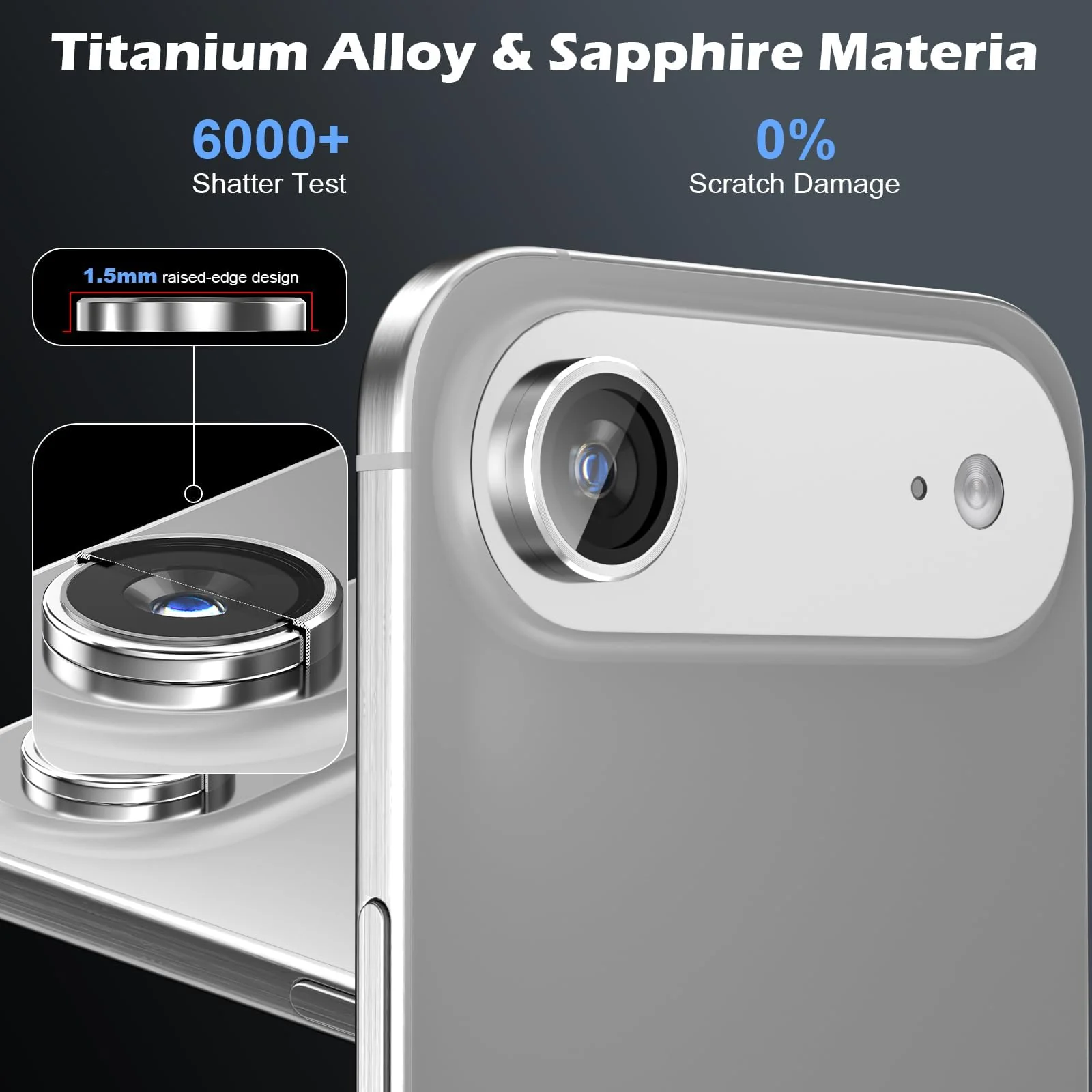 DL3 Mobilak Camera Lens Protector for iPhone Air / 17 Air 6.5-Inch Accessories, 9H Tempered Glass Metal Individual Ring Camera Cover Screen Protector, Case Friendly, Anti Scratch - Silver