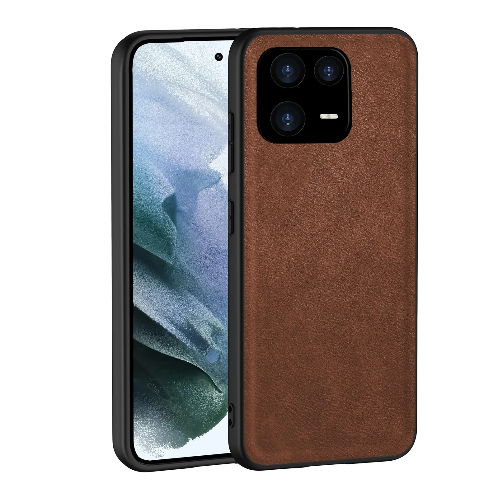 Dl3 Mobilak Case for Xiaomi 13 5G Leather Case,Anti-Drop, Anti-Shock, Non-Slip Texture,Simple Cell Phong Cover (Brown)