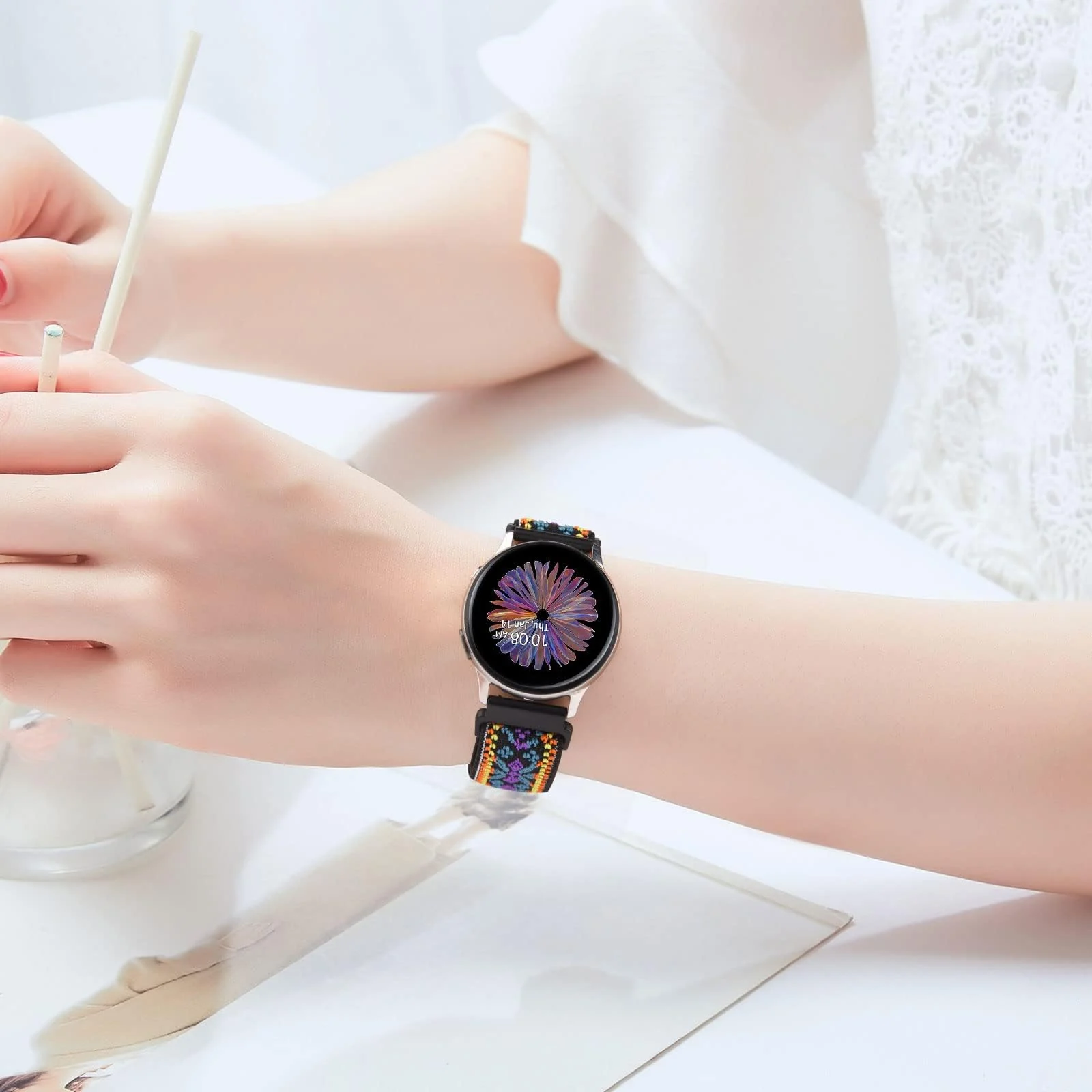 DL3 MOBILAK Strap Nylon Loop 20MM Band Compatible with Samsung Galaxy Watch 7/6/5/4 40mm 44mm/Watch 5 Pro 45mm/S2 classic/active 2 40mm 44mm/Amazfi GTS 2/2e/3/3 Pro/4/GTS 2 Mini/3 Mini/4 Mini/Bip3
