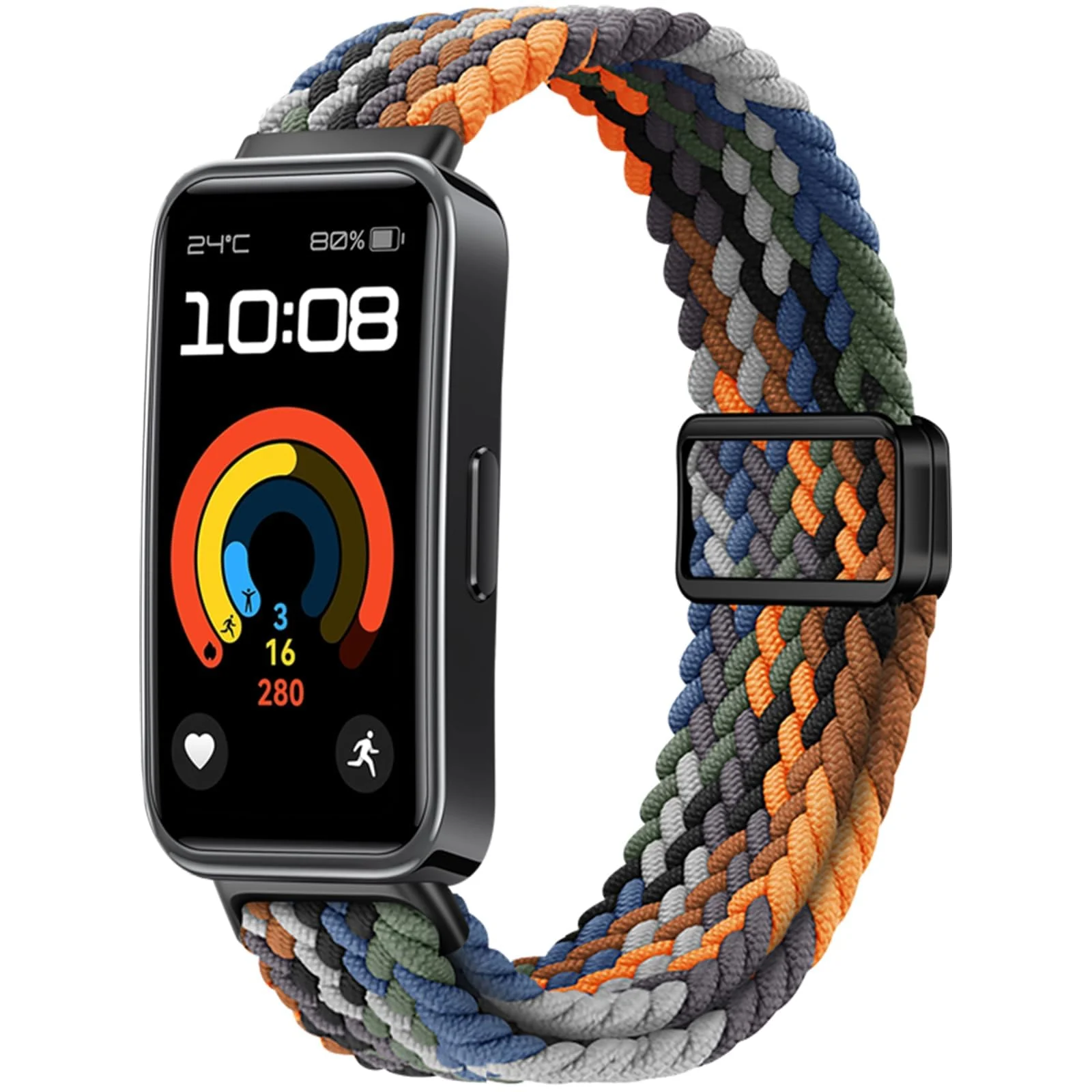 DL3 Mobilak Braided Strap for Huawei Band 9/Huawei Band 8 for Men Women, Adjustable Nylon Sport Elastic Loop Band with Magnetic Clasp for Huawei Band 9/Huawei Band 8 Smartband - Denim Colorful