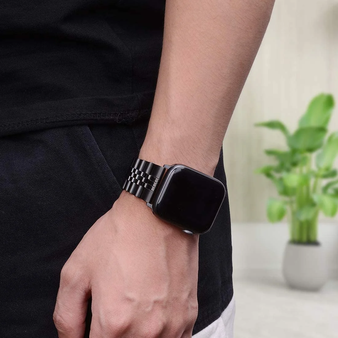 DL3 MOBILAK Band For Apple Watch Ultra Band 49mm 45mm 44mm 42mm 41mm 40mm 38mm, Metal Stainless Steel Strap for Apple Watch Series 8 Ultra 7 6 5 4 3 2 1 Se (42MM/44MM/45MM/49MM) - A.Black