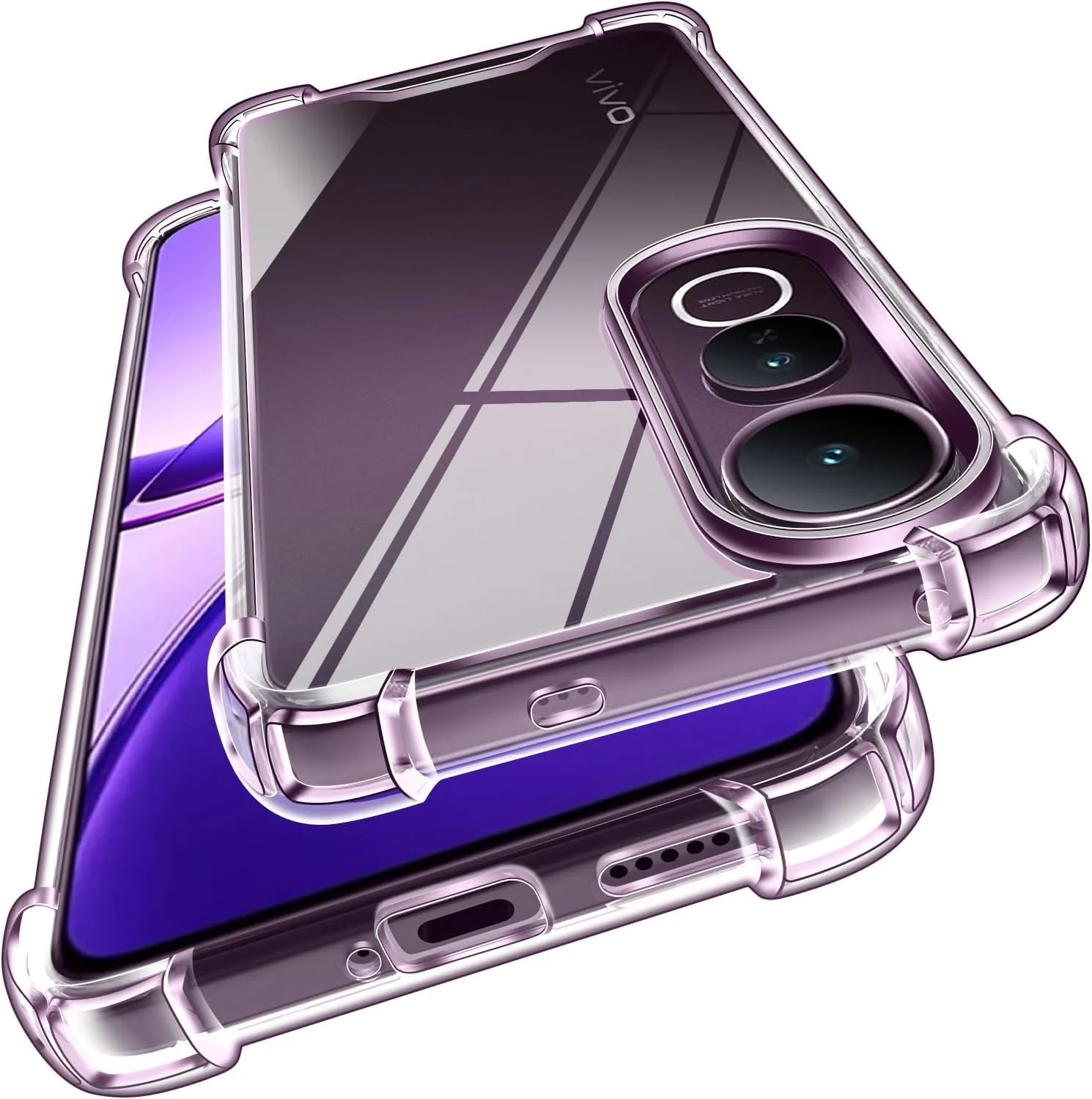 DL3 Mobilak Case Compatible with vivo V50 Lite 4G/vivo V50 Lite 5G, Cover Silicone TPU Gorilla Anti-shock Protector Camera Shockproof Corners - Clear