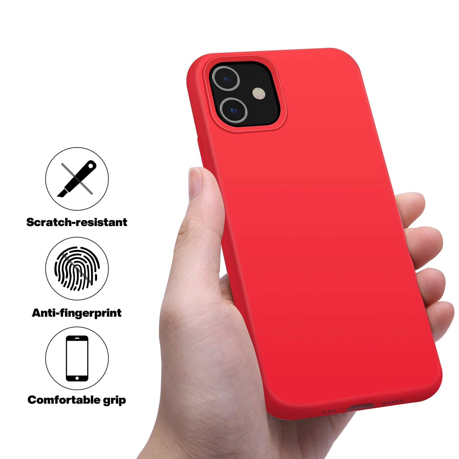 DL3 Mobilak Compatible with iPhone 11 (6.1 Inch) Case, Liquid Silicone Case, Full Body Protective Cover, Shockproof, Slim Phone Case, Anti-Scratch Soft Microfiber Lining - Red