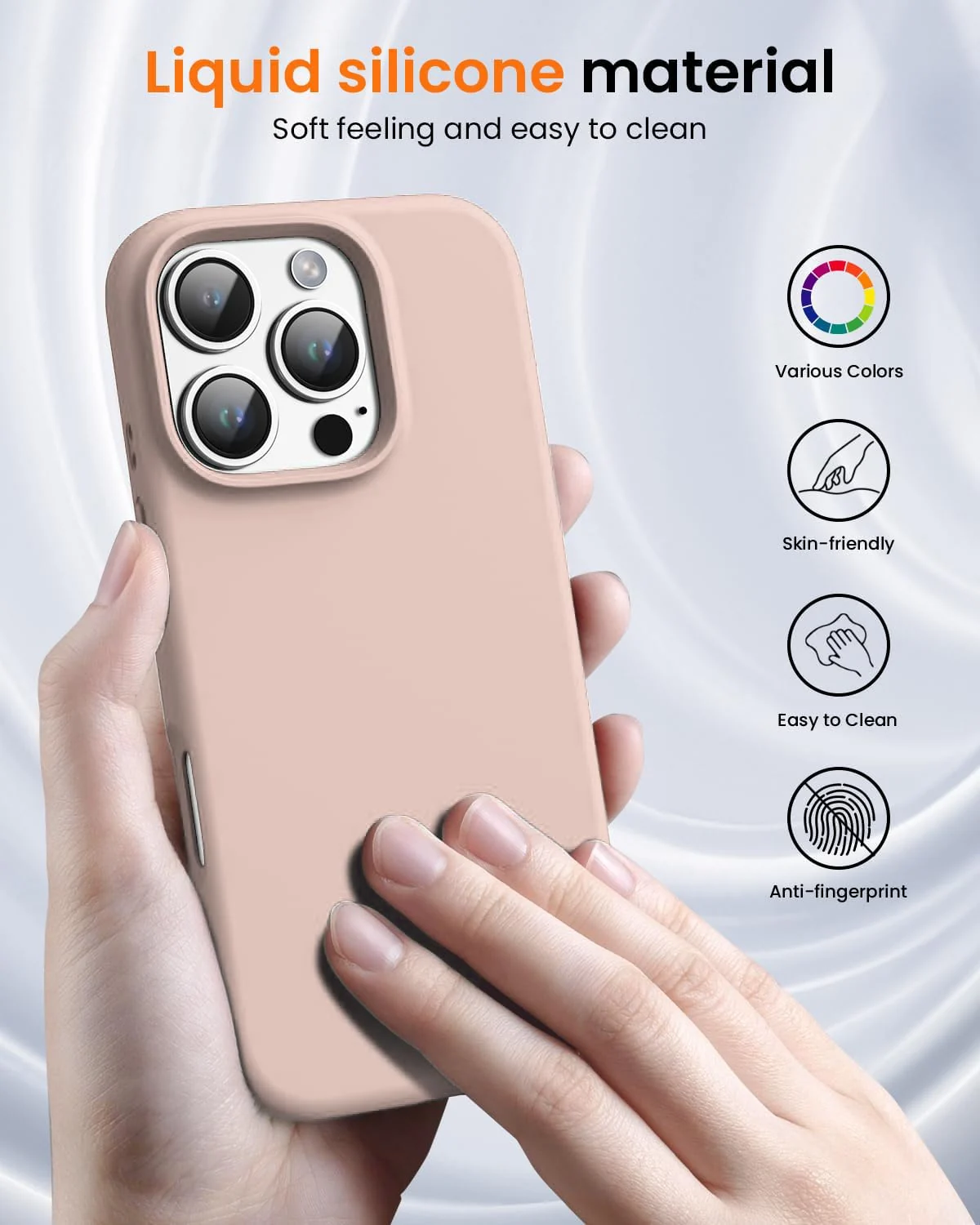 DL3 Mobilak Liquid Silicone Case for iPhone 16 Pro 6.3-inch, Supports wireless charging, Shock-absorbing protection, Scratch-resistant surface - Salmon