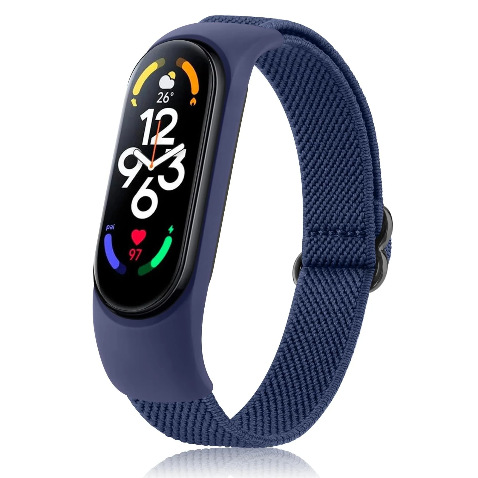 DL3 Mobilak Nylon Loop Stretchy Strap for Xiaomi Mi Band 7/Mi Band 6/Mi Band 5/Mi Band 4/Mi Band 3, Adjustable Elastic Sport Band for Mi Band 7 6 5 4 3, Strap Smart Watch Accessories - Blue