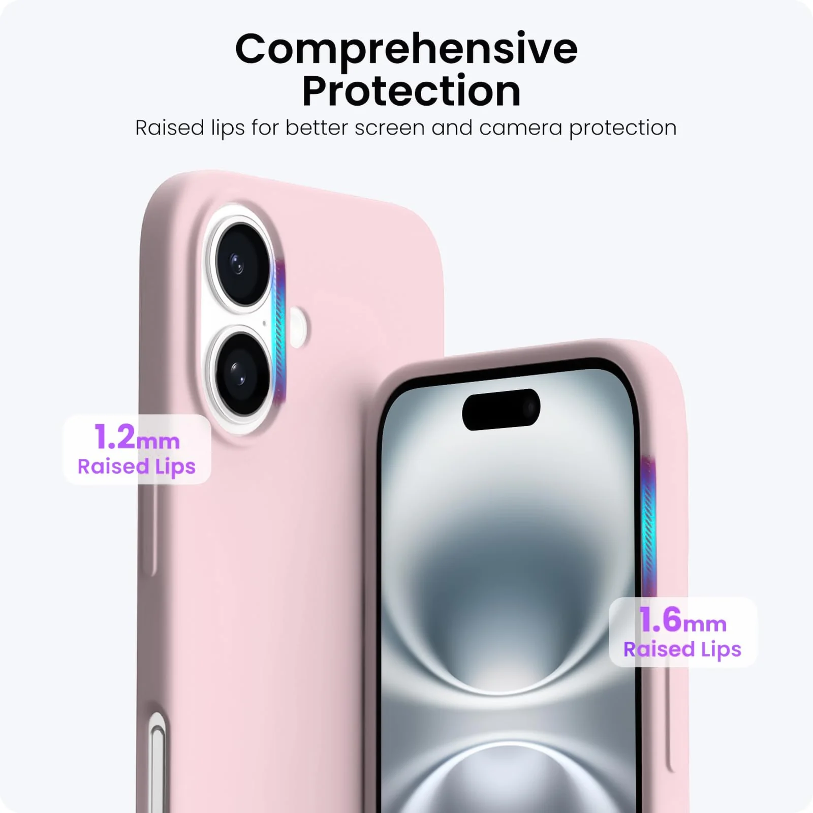 DL3 Mobilak Liquid Silicone Protective Case with Soft Microfiber Lining for iPhone 16 - Chalk Pink