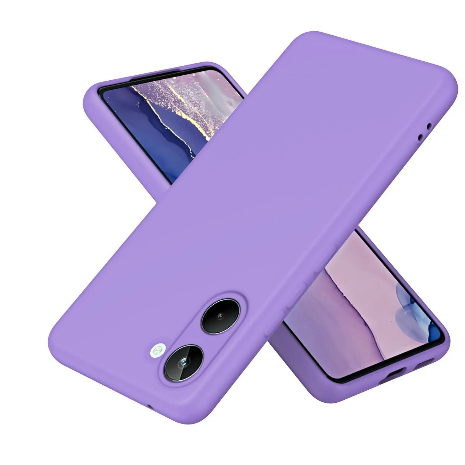 DL3 Mobilak Liquid Silicone Protective Case with Soft Microfiber Lining for realme 10 4G - Baby Blue