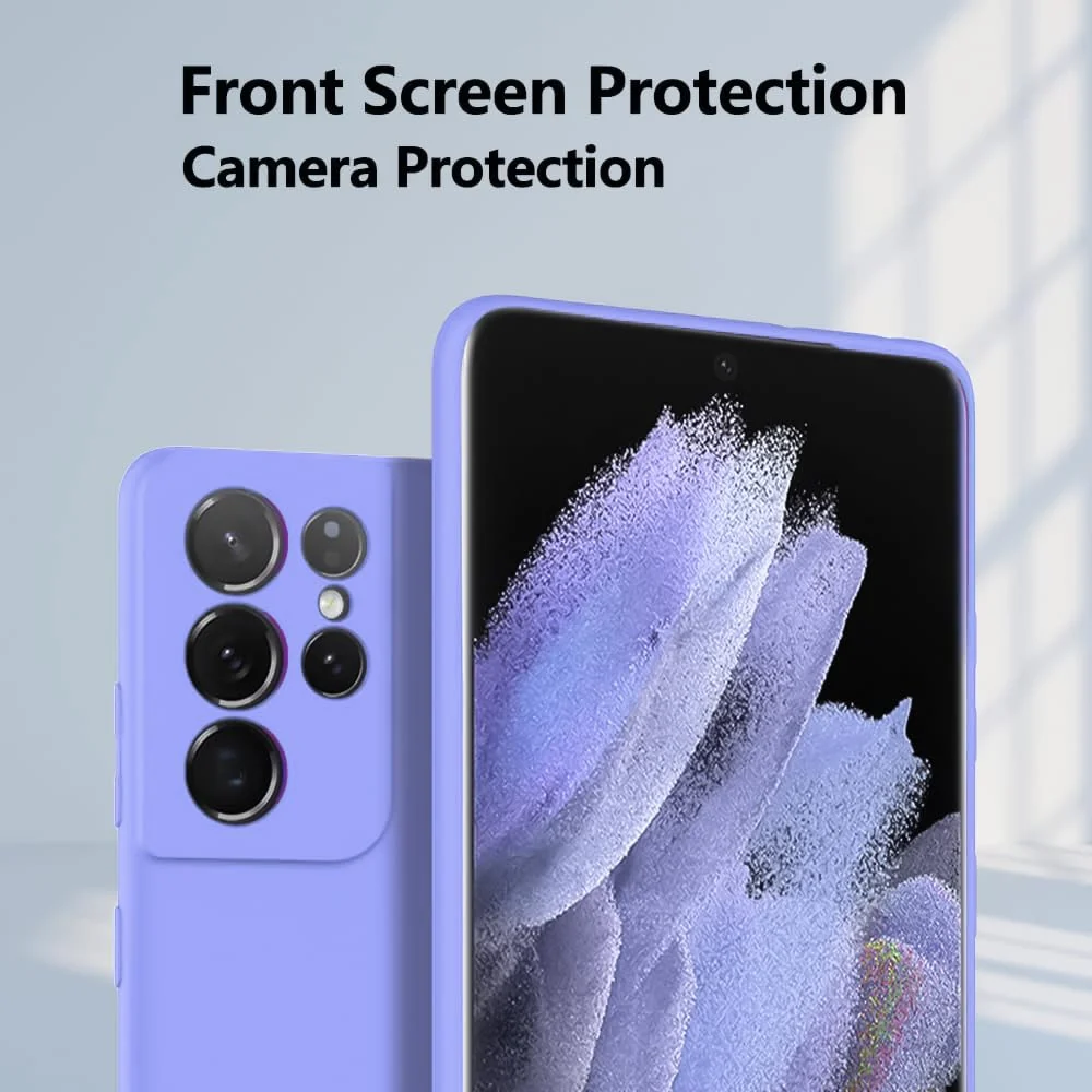 DL3 Mobilak Samsung Galaxy S21 Ultra 5G Case, Soft Flexible Silicone Gel Rubber Bumper Cover, Slim Fit Full Body Shockproof Protective Phone Case - Baby Blue