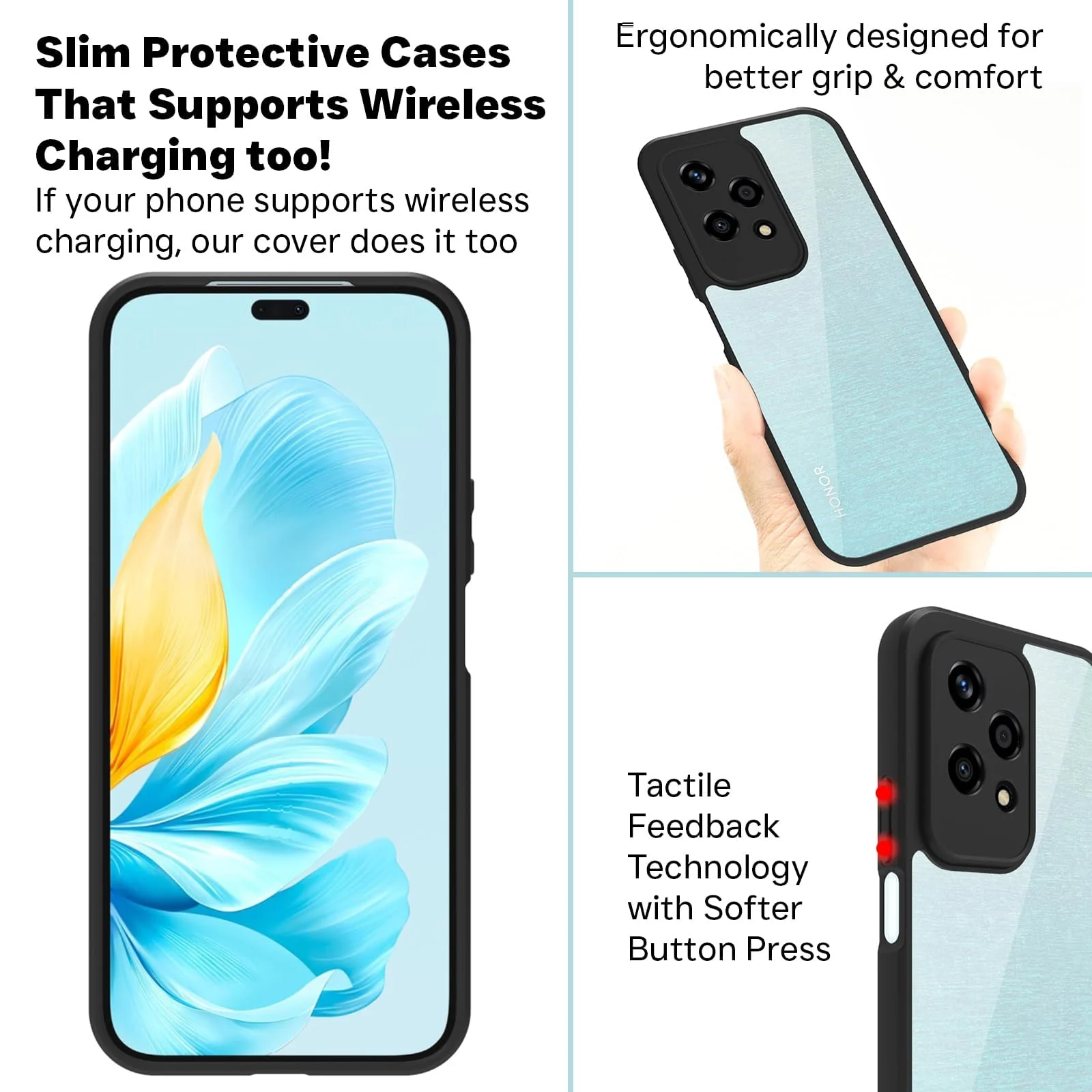 DL3 Mobilak Silicone Protective Case for Honor 200 Lite, Camera protection, Shock-absorbing protection, Scratch-resistant surface - Black