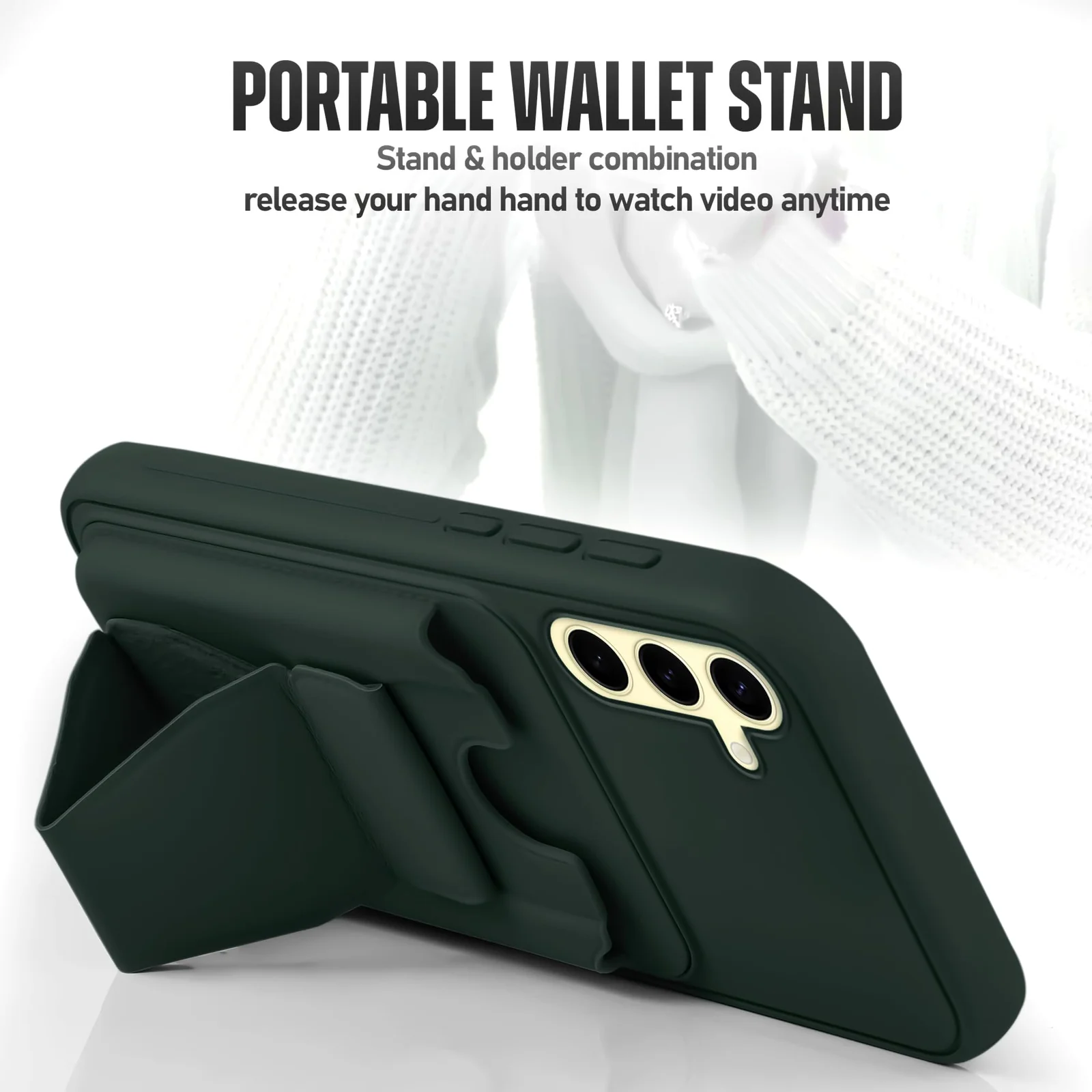 DL3 Mobilak Leather Wallet Case for Samsung Galaxy S25 FE, Camera protection, Shock-absorbing protection, Built-in kickstand - Dark Green