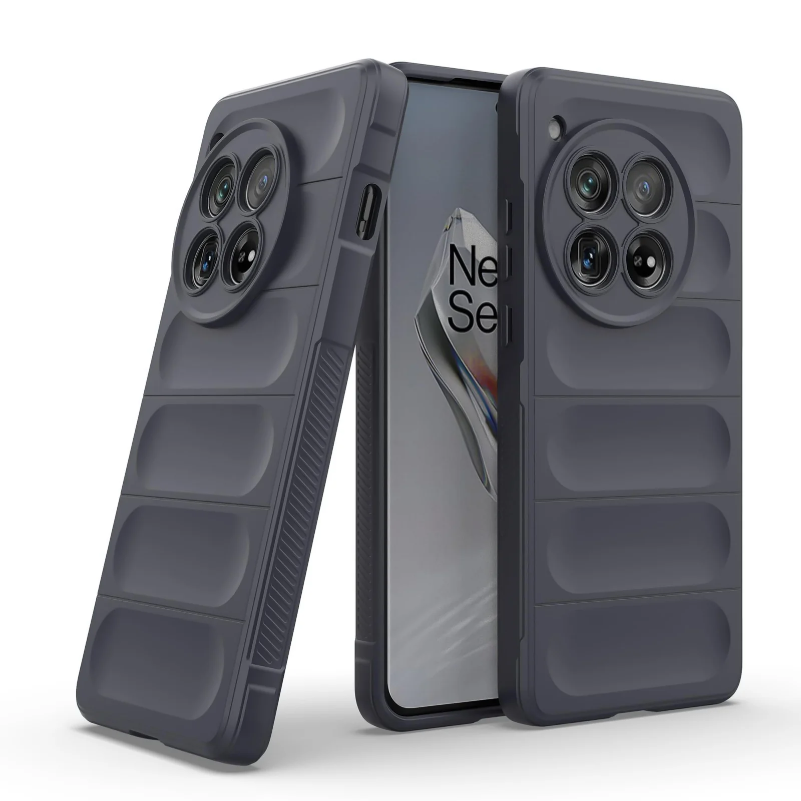 DL3 Mobilak Flexible Silicone and TPU Protective Case with Camera Protection for Oneplus 12R 5G / Oneplus Ace 3 - Dark Gray