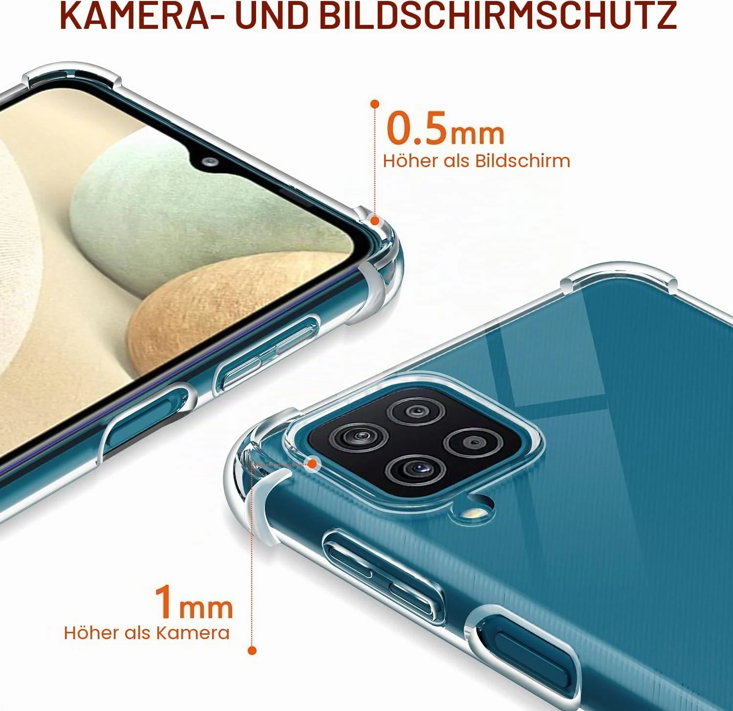 DL3 MOBILAK Clear Soft TPU Phone Case for Samsung GalaxyA12 and M12 - Clear