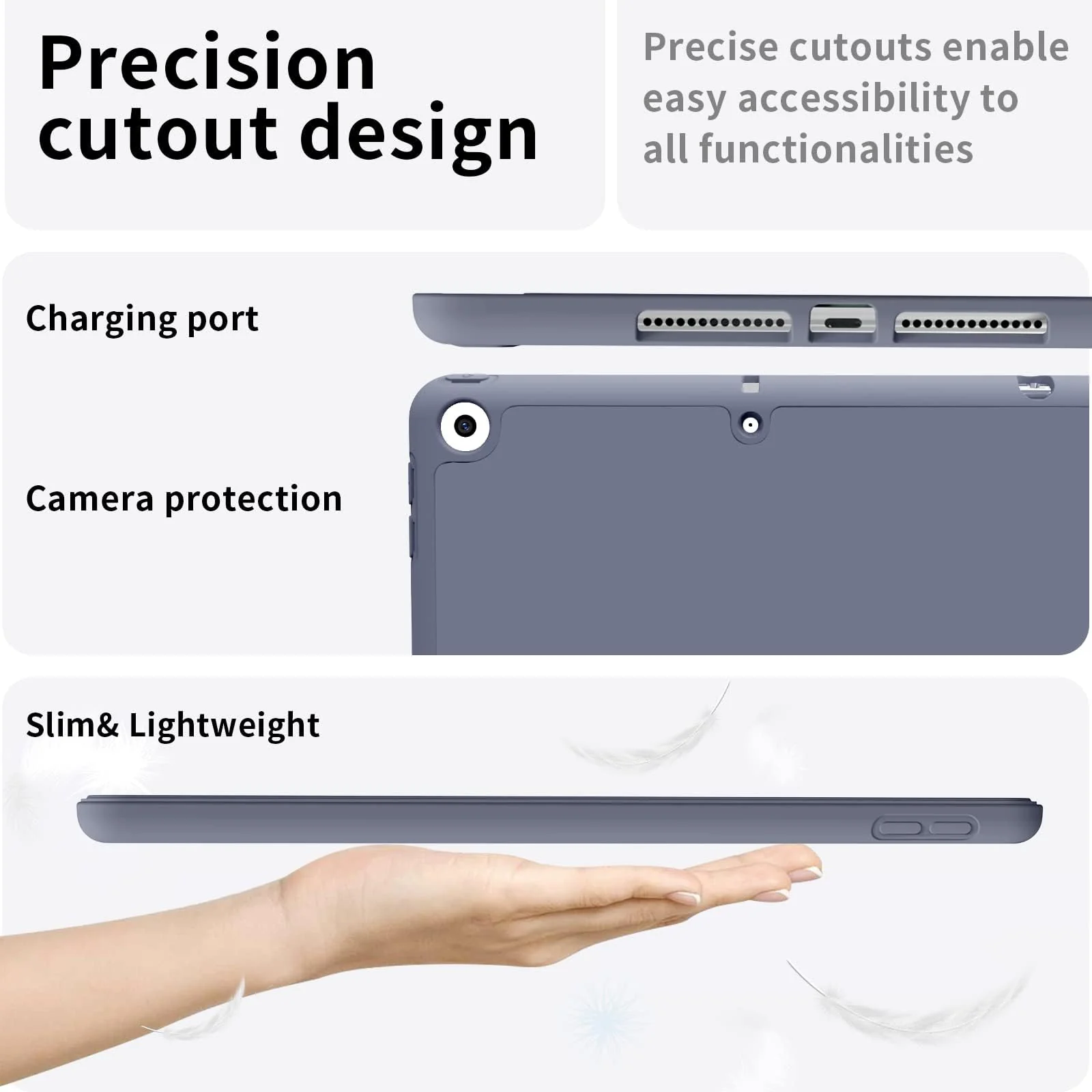 DL3 Mobilak iPad 9th/ 8th/ 7th Generation, Case for iPad 10.2-Inch 2021/2020/ 2019 with Pencil Holder, iPad 7th Gen 2019 Case with Soft Silicone Back, Auto Wake/Sleep Cover - Lavender