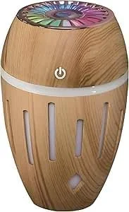 Mobigon Wood Cool Mist Ultrasonic Humidifier for Room Moisture, Aroma Diffuser for Home, 300ml Essential Oil Diffuser with 7 Colorful Night Light, Auto Shut-Off, Home, Office, car - F.Light Brown