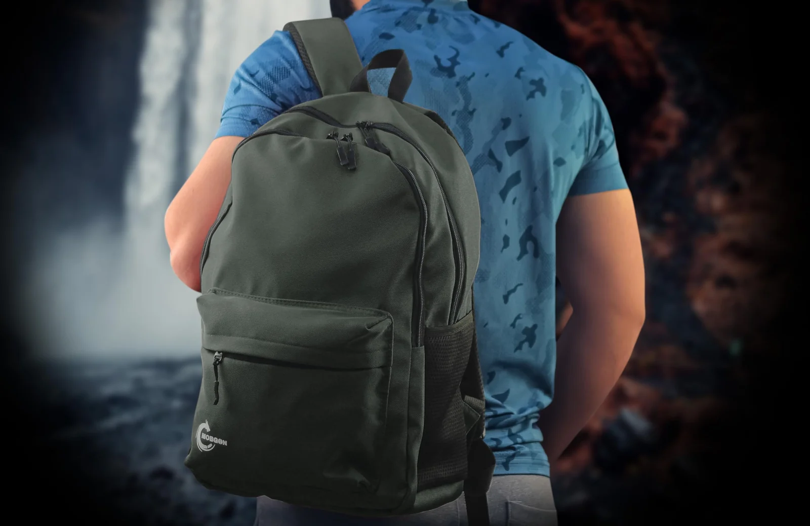 Mobigon Backpack for Student, School Bag, Large Capacity Backpack, Aesthetic Bookbag, Fashion Simple Casual Daypacks for Men Women, For School Shopping Travel Sports Vacation - Dark Green