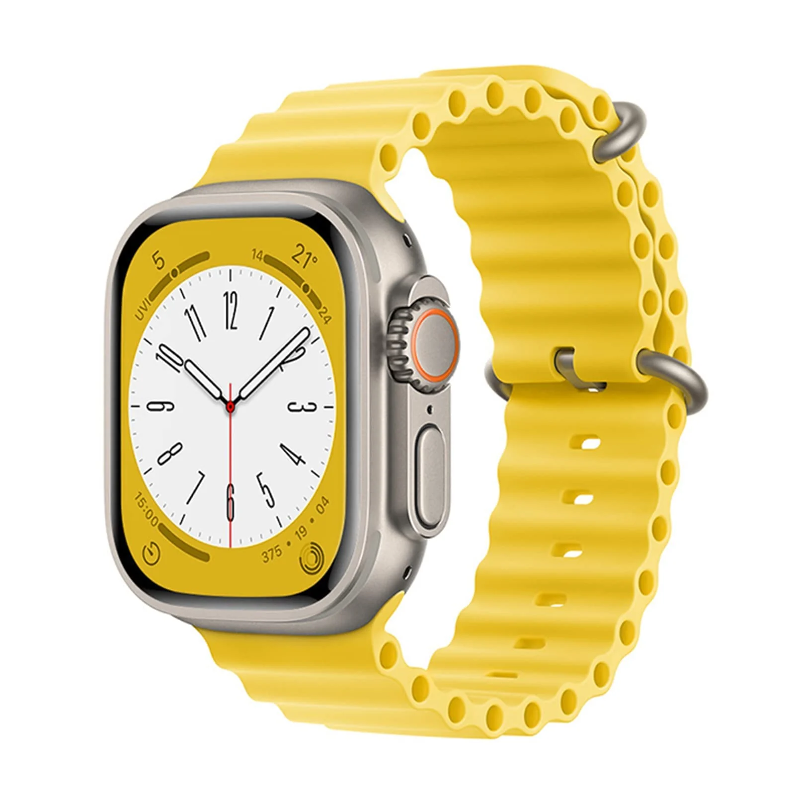 DL3 Mobilak Ocean Bands Compatible with Apple Watch Series 8 Series 7 (45mm), Adjustable Silicone Sport Loop Ocean Strap Men Women Strap With Protective Cover Screen Shockproof - Yellow