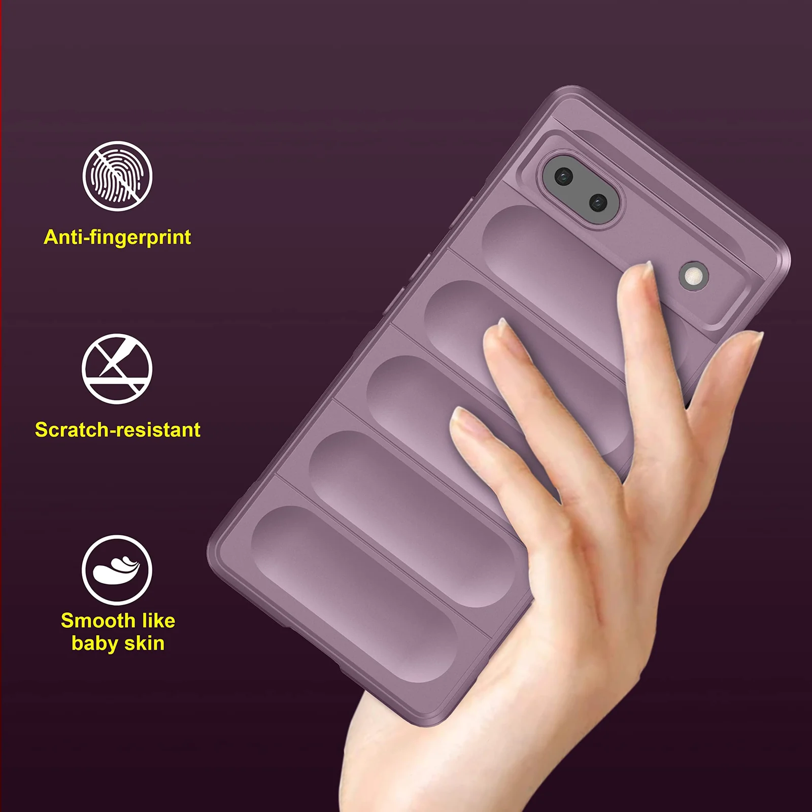 DL3 Mobilak Soft Silicone Protective Case for Google Pixel 6A with Camera Protection and Shockproof Design - Purple