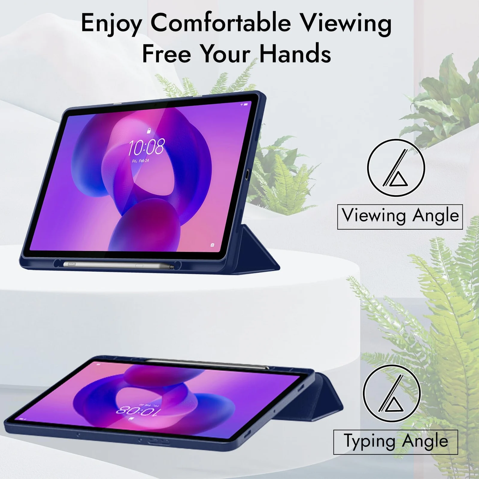 "DL3 Mobilak Lenovo Tab M11/Tab K11 LTE 11"" 2024 TB330FU Tablet Cover Case with Pencil Holder, Soft TPU Back Trifold Stand Protective Smart Cover Flip, Auto Wake&Sleep - Blue"