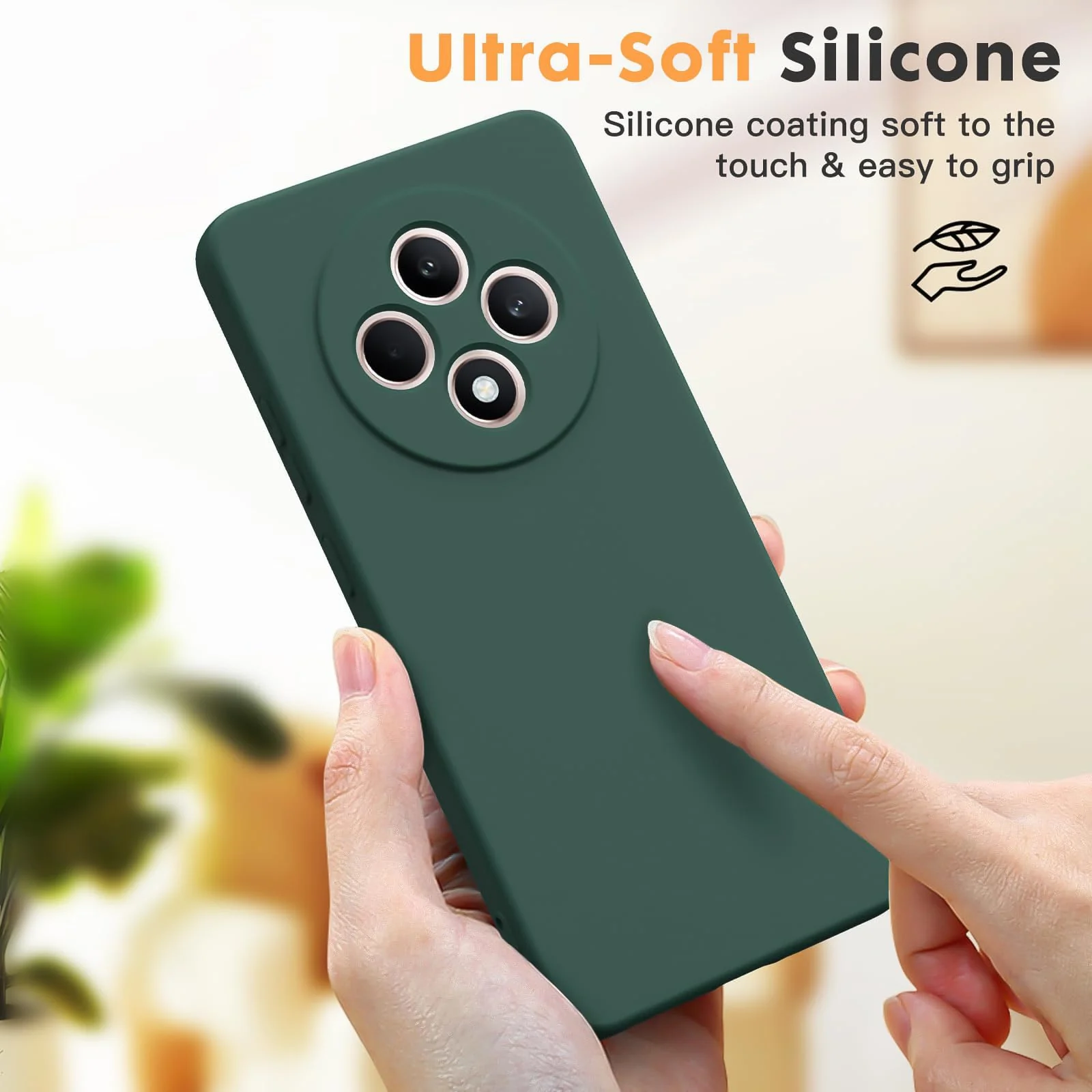 DL3 Mobilak Liquid Silicone Protective Case for OPPO Reno 12F with Camera Protection and Microfiber Lining - Green