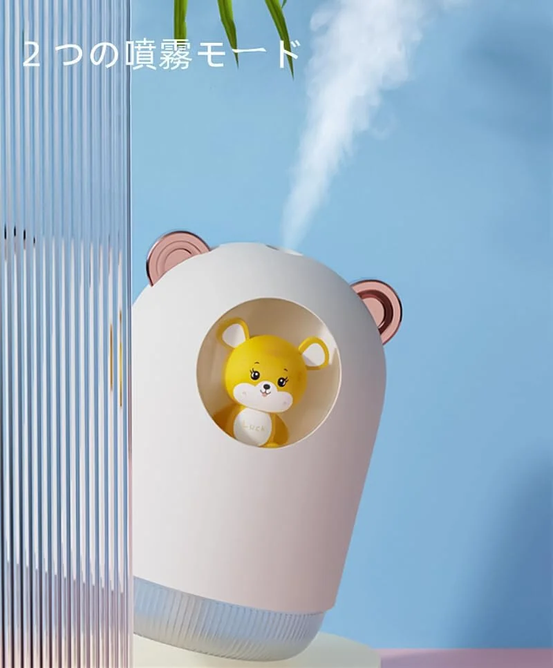 Mobigon Wood Cool Mist Ultrasonic Humidifier for Room Moisture, Aroma Diffuser for Home, 300ml Essential Oil Diffuser with 7 Colorful Night Light, Auto Shut-Off, Home, Office, car - B.White