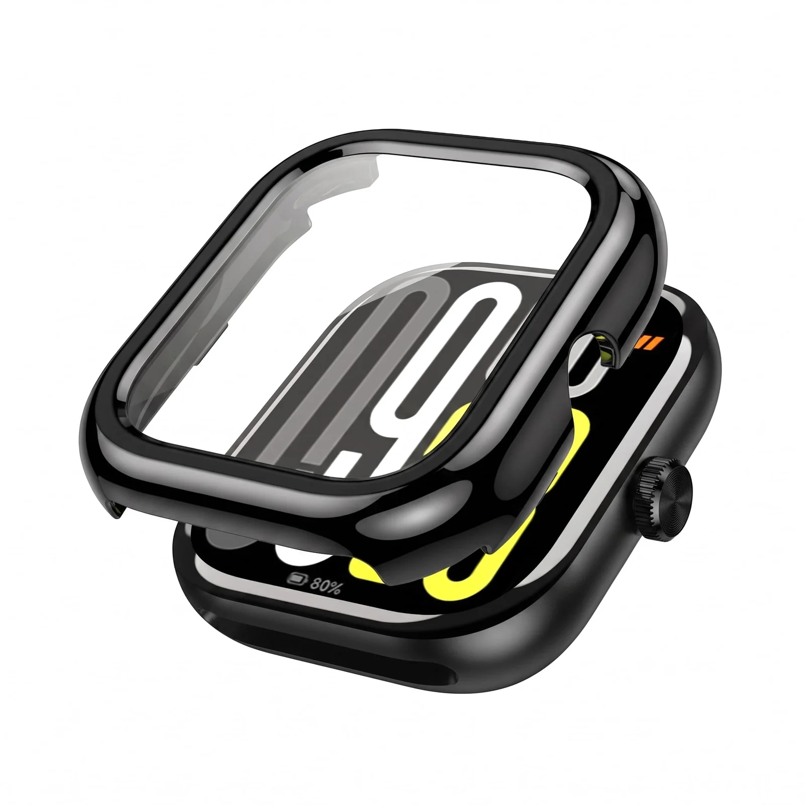 DL3 Mobilak For Xiaomi Redmi Watch 4 Case with Tempered Glass Screen Protector for xiaomi redmi Watch 4, 9H Hardness 360° All-Round Protective Ultra Thin Protective PC Case - Black